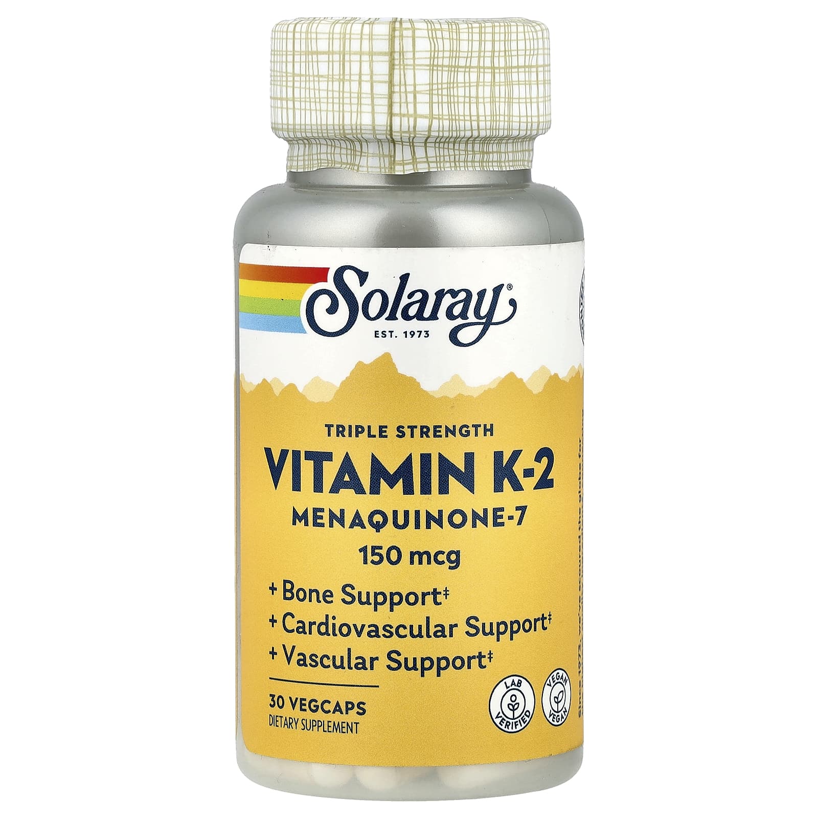 Solaray, Triple Strength, Vitamin K-2 Menaquinone-7, 150 mcg, 30 VegCaps - Image 1
