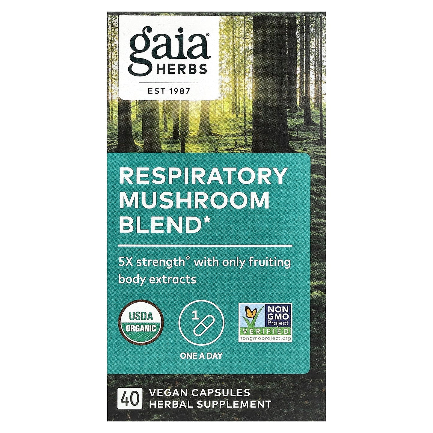 Gaia Herbs Respiratory Mushroom Blend Capsules - 40 Count - Image 1