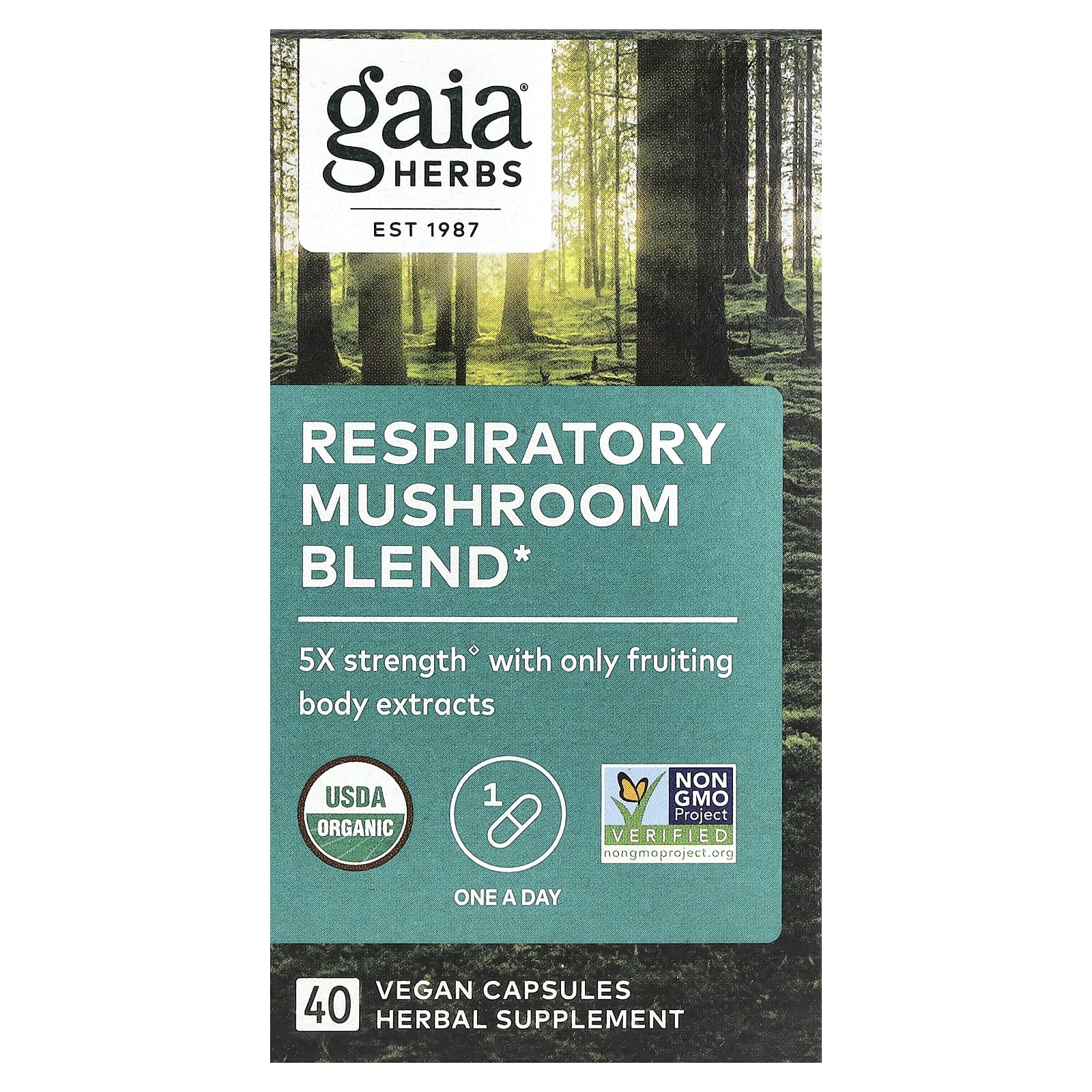 Gaia Herbs Respiratory Mushroom Blend Capsules - 40 Count - Image 1