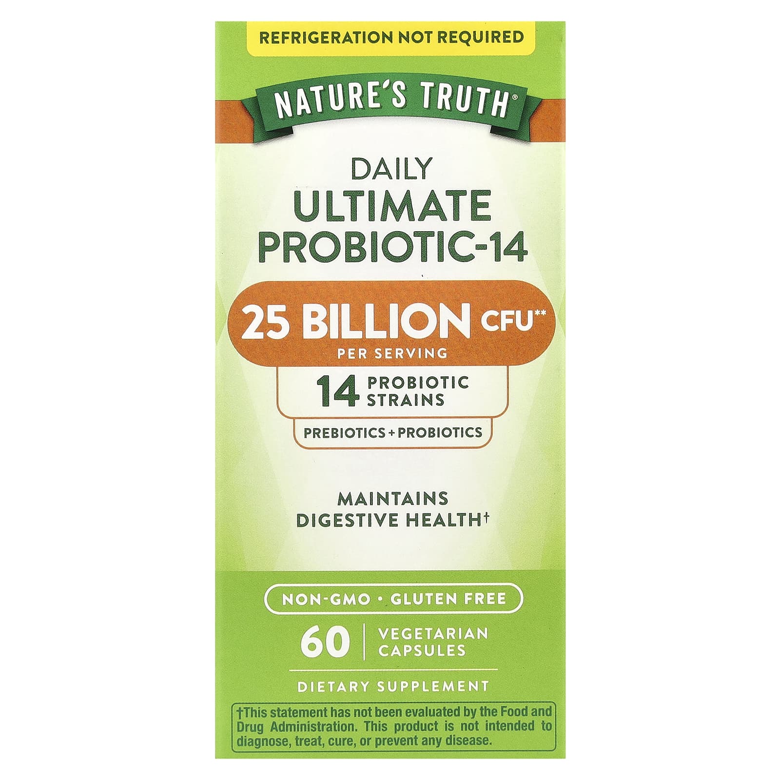 Nature's Truth, Daily Ultimate Probiotic-14, 25 Billion CFU, 60 Vegetarian Capsules - Image 1