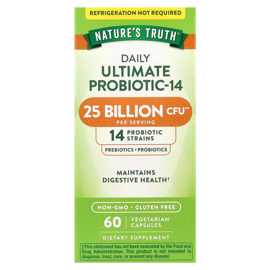 Nature's Truth, Daily Ultimate Probiotic-14, 25 Billion CFU, 60 Vegetarian Capsules - Image 1