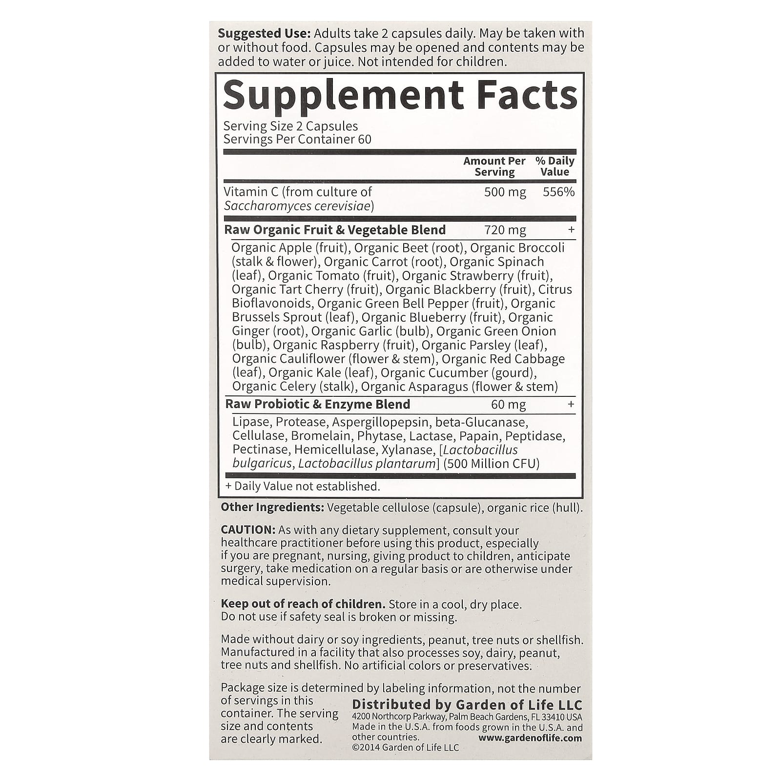 Garden of Life RAW Vitamin C 120 Vegan Capsules for Immune Support - Image 2
