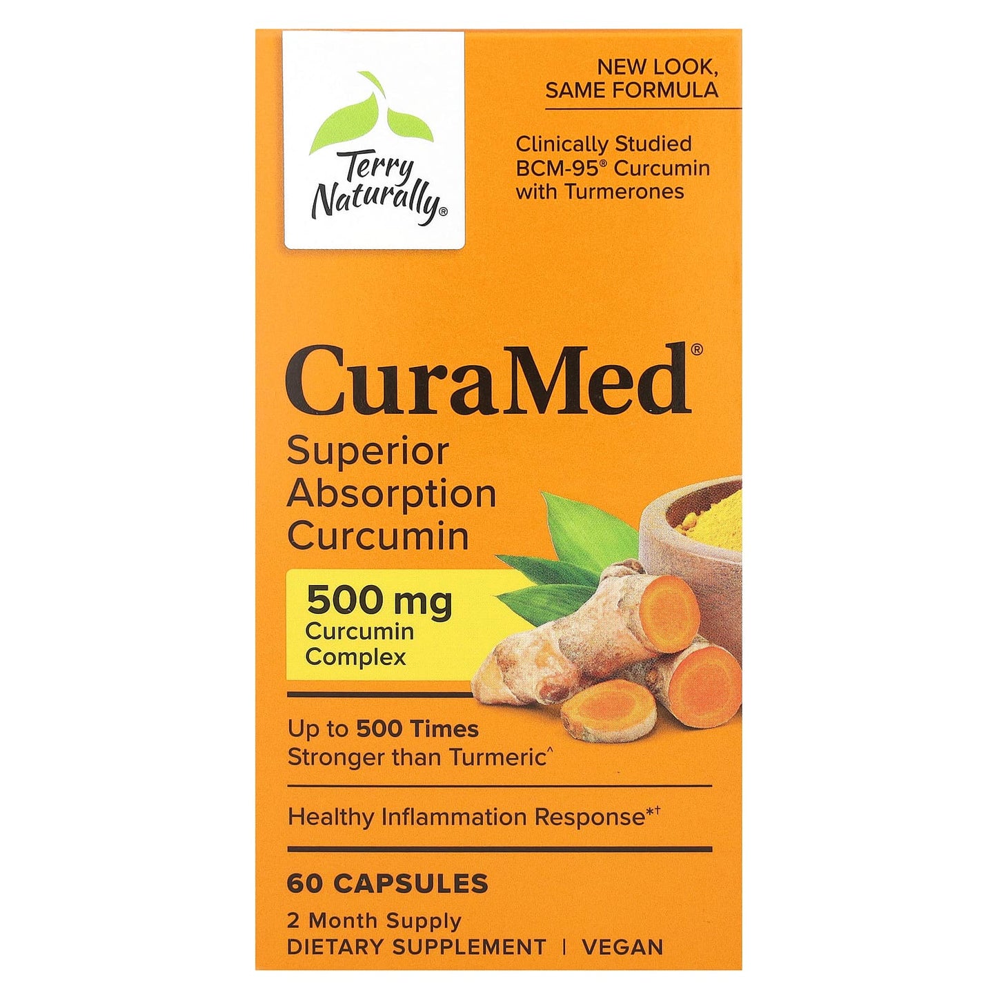 Terry Naturally, CuraMed, Superior Absorption Curcumin, 500 mg, 60 Capsules - Image 1