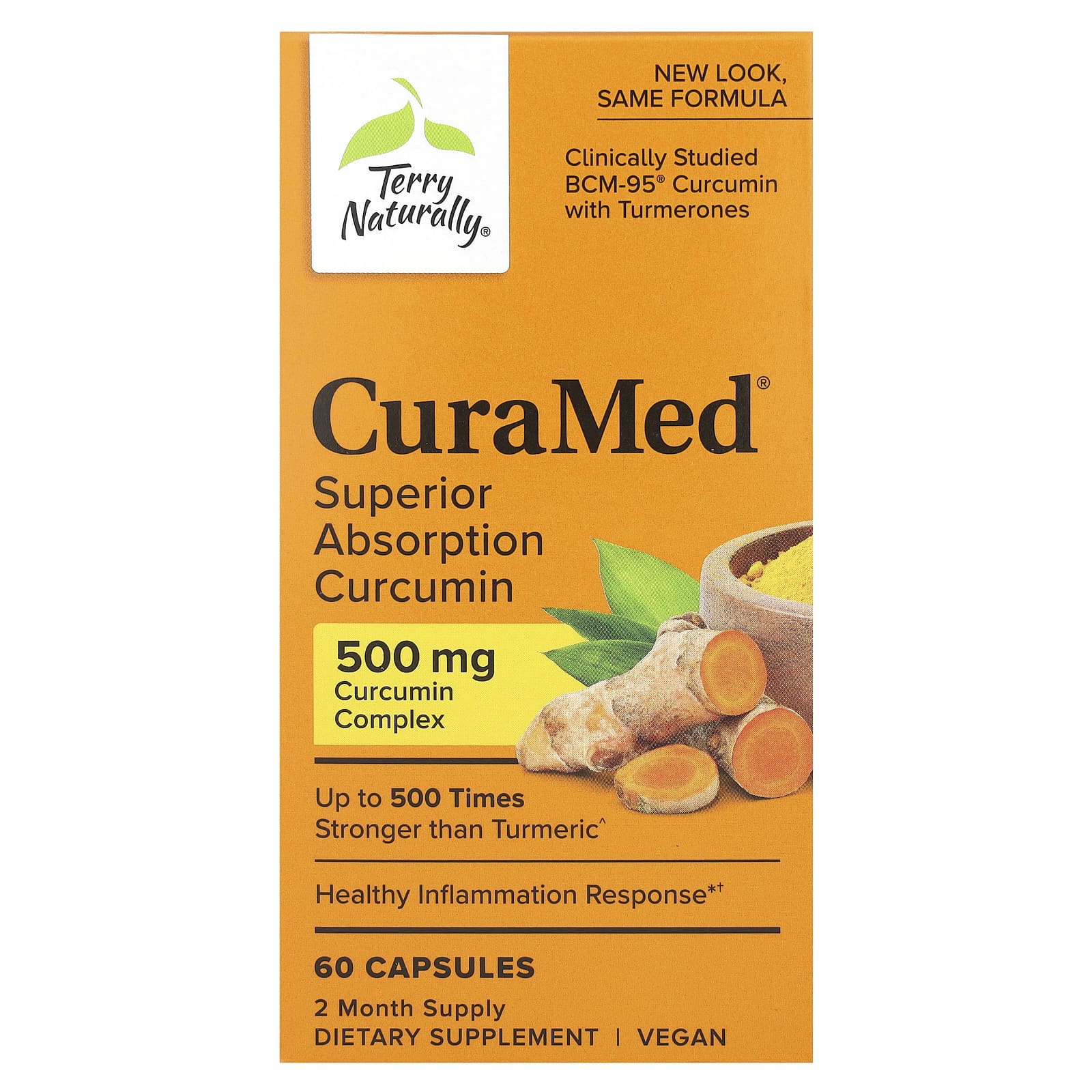 Terry Naturally, CuraMed, Superior Absorption Curcumin, 500 mg, 60 Capsules - Image 1