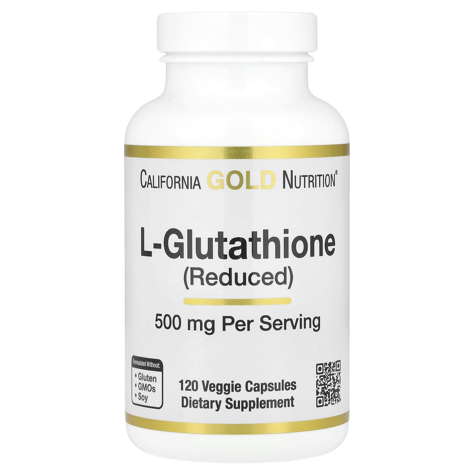 L-Glutathione Supplement by California Gold Nutrition - 120 Veggie Capsules - Image 1