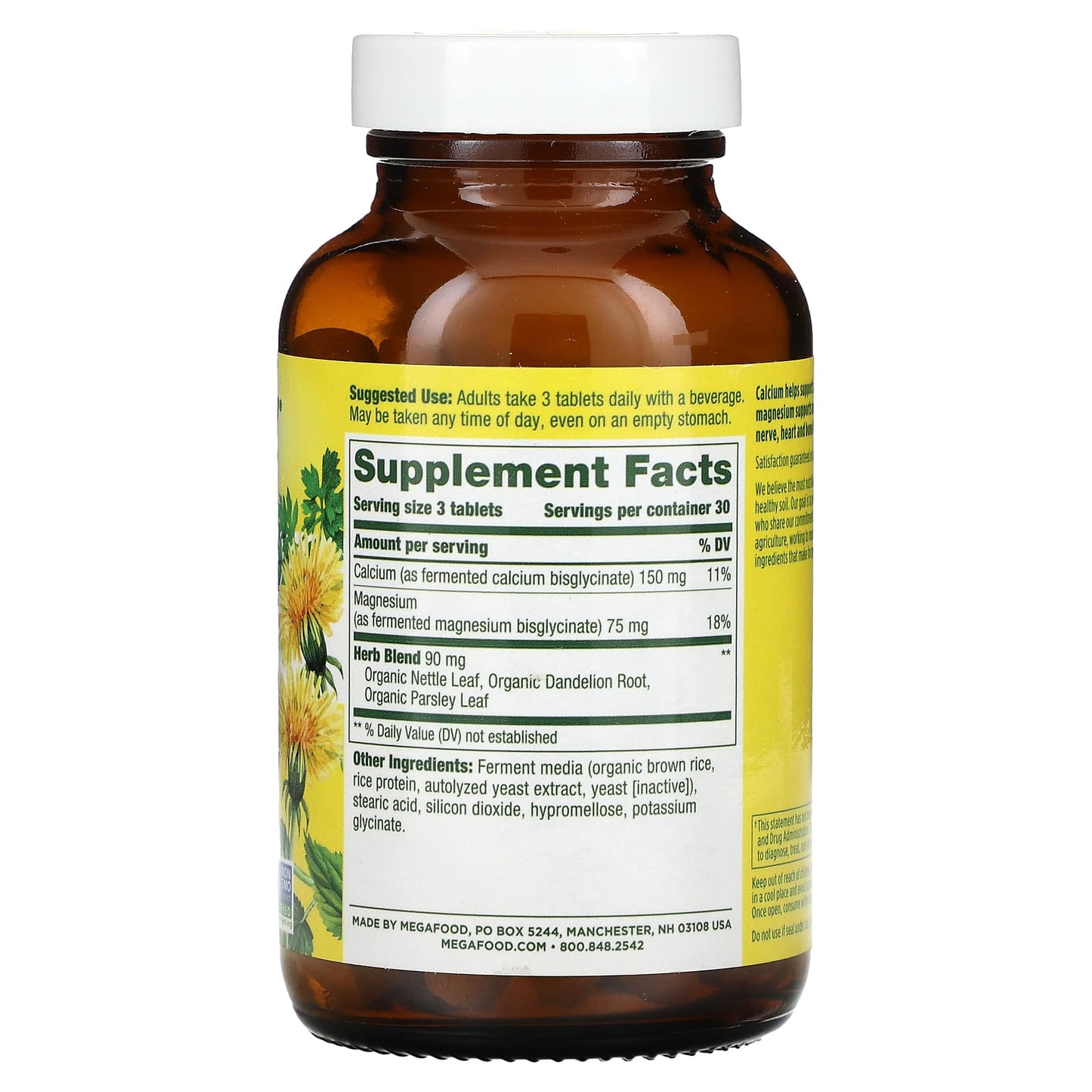 MegaFood, Calcium & Magnesium, 90 Tablets - Image 2