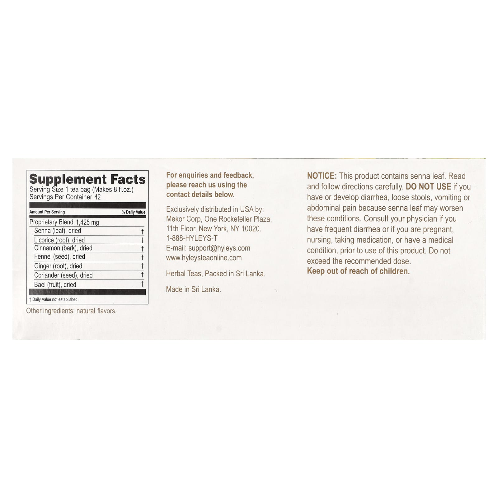 Hyleys Tea Colon Cleanse, 42 Assorted Tea Bags, Caffeine Free, Natural Digestive Support - Image 2