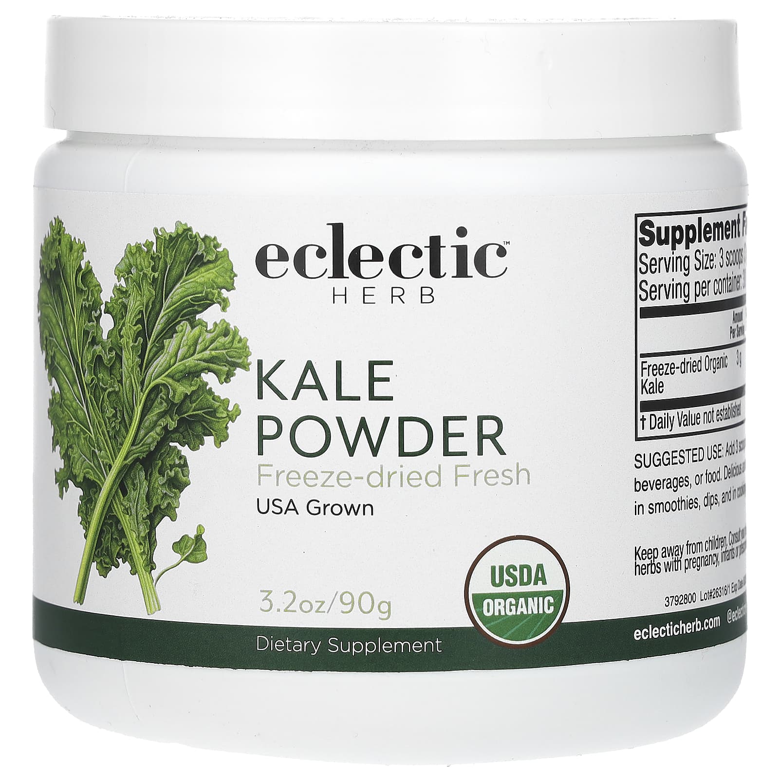 Organic Kale Powder by Eclectic Herb - USDA Certified, Vegan, Gluten-Free - Image 1