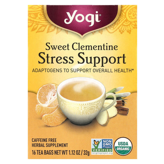Yogi Tea, Stress Support, Sweet Clementine, Caffeine Free, 16 Tea Bags, 1.12 oz (32 g) - Image 1