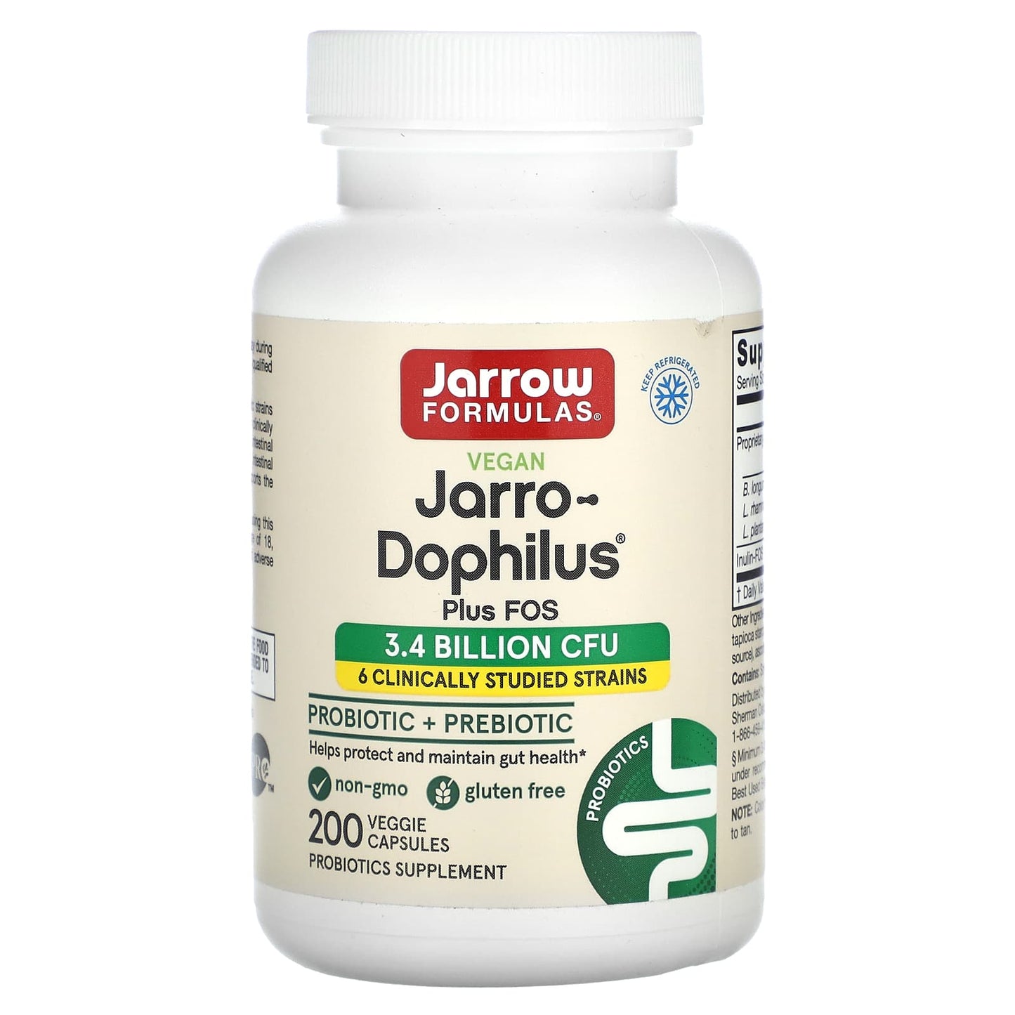 Vegan Probiotic Supplement with 6 Clinically Studied Strains & Prebiotic - 200 Capsules - Image 1
