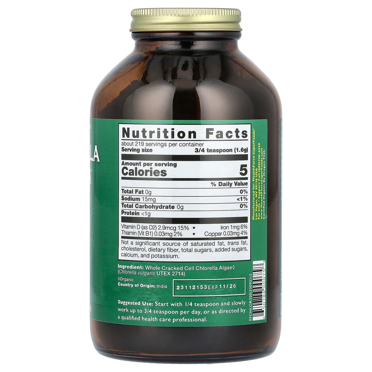Chlorella Manna Powder - USDA Organic, Vegan, Gluten-Free | 350g - Image 2