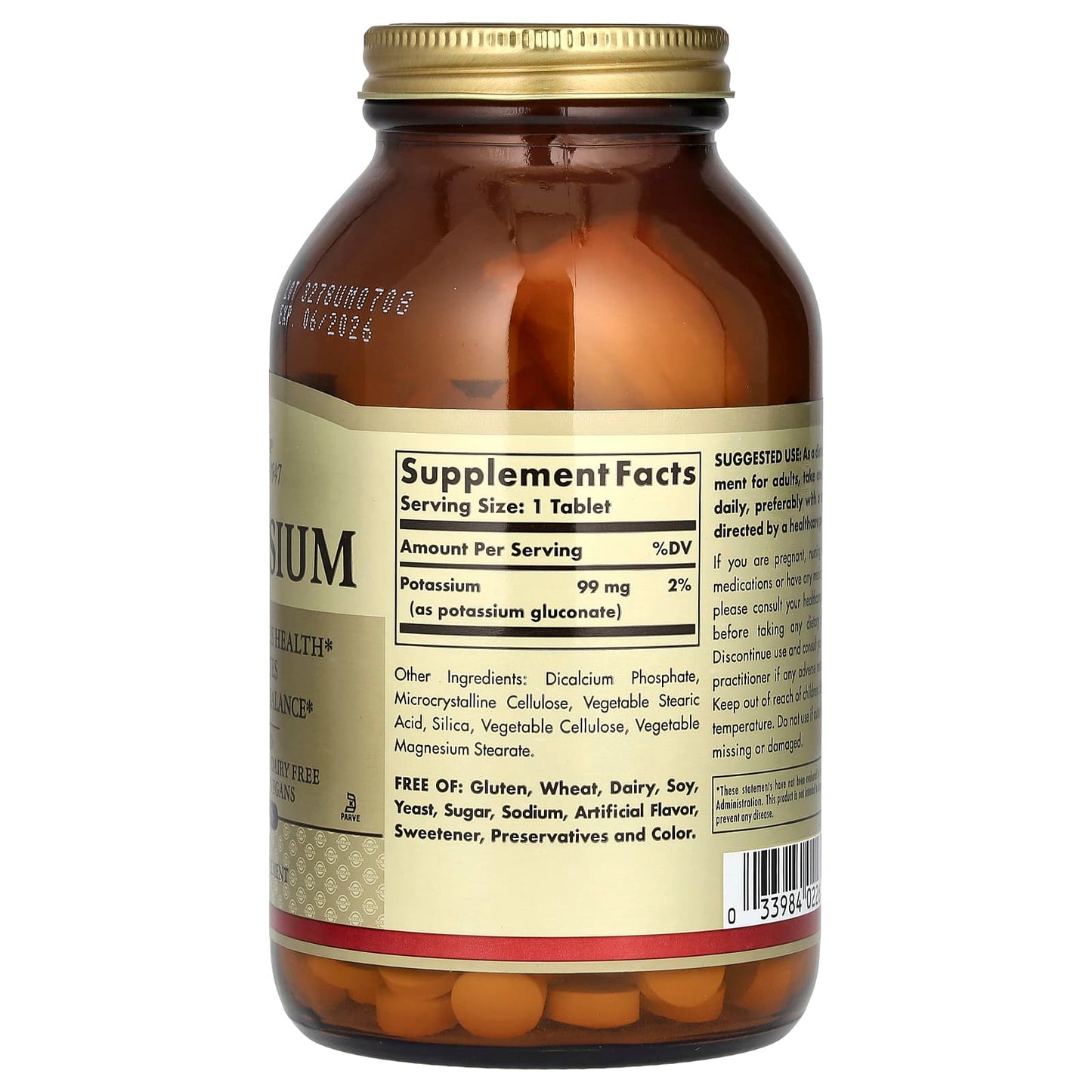 Solgar, Potassium, 250 Tablets (99 mg per Tablet) - Image 2