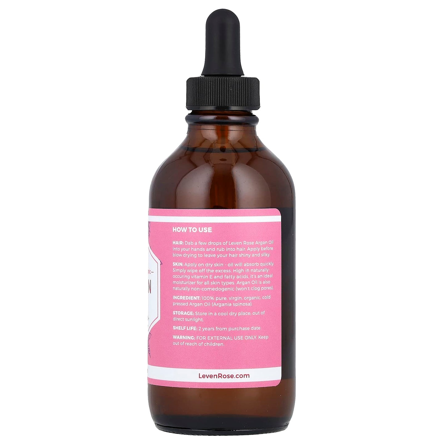 Leven Rose, 100% Pure & Organic, Argan Oil, 4 fl oz (118 ml) - Image 2