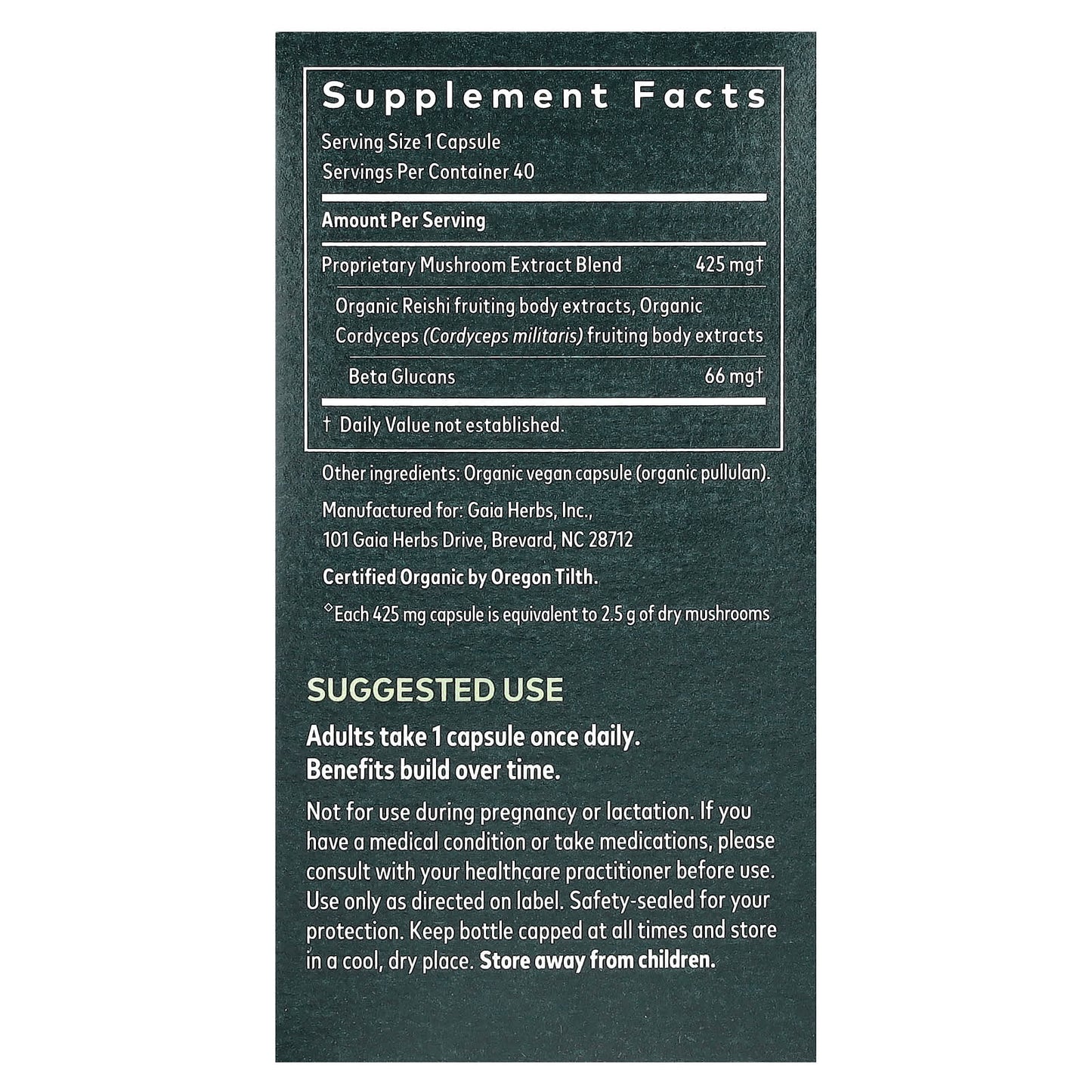 Gaia Herbs Respiratory Mushroom Blend Capsules - 40 Count - Image 2