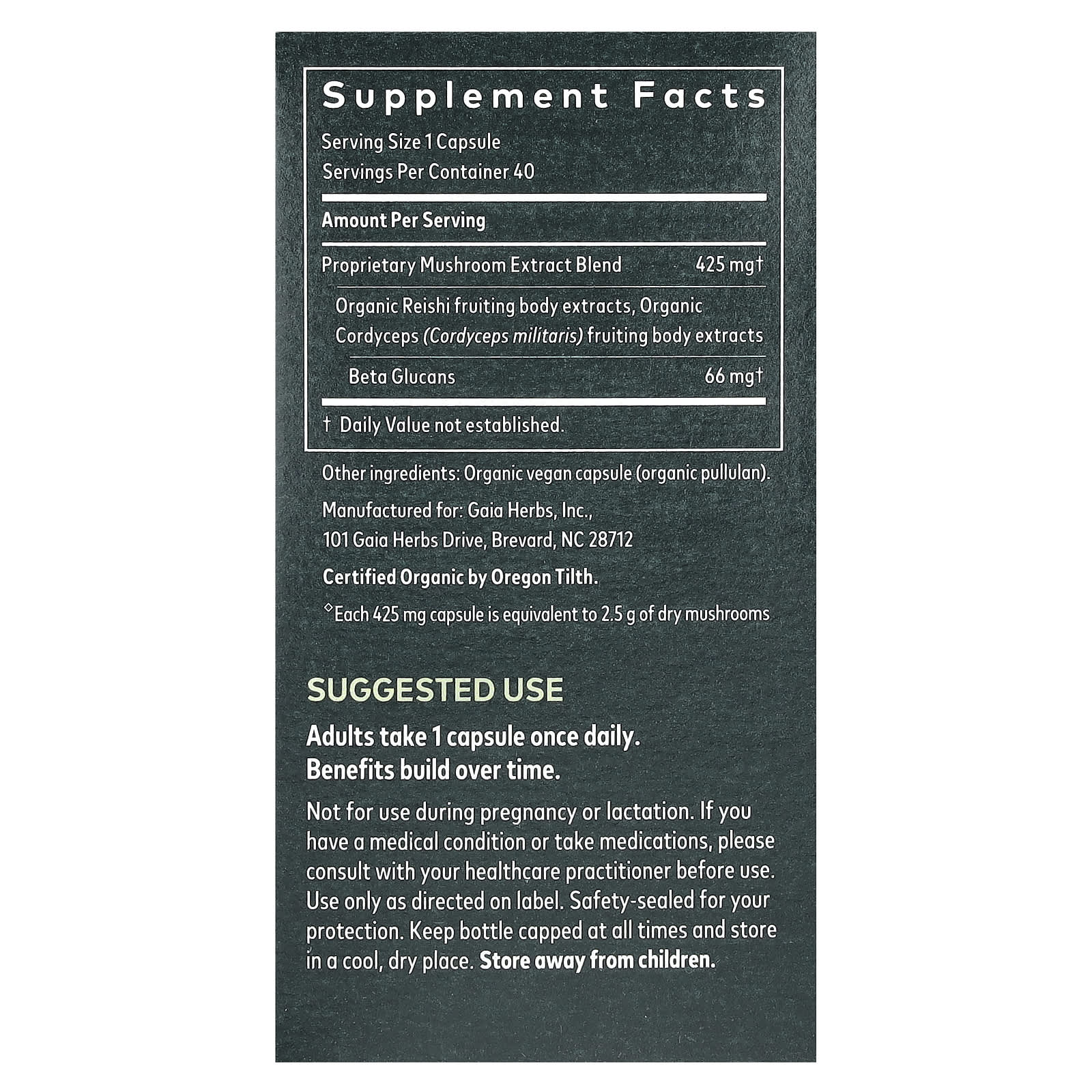 Gaia Herbs Respiratory Mushroom Blend Capsules - 40 Count - Image 2