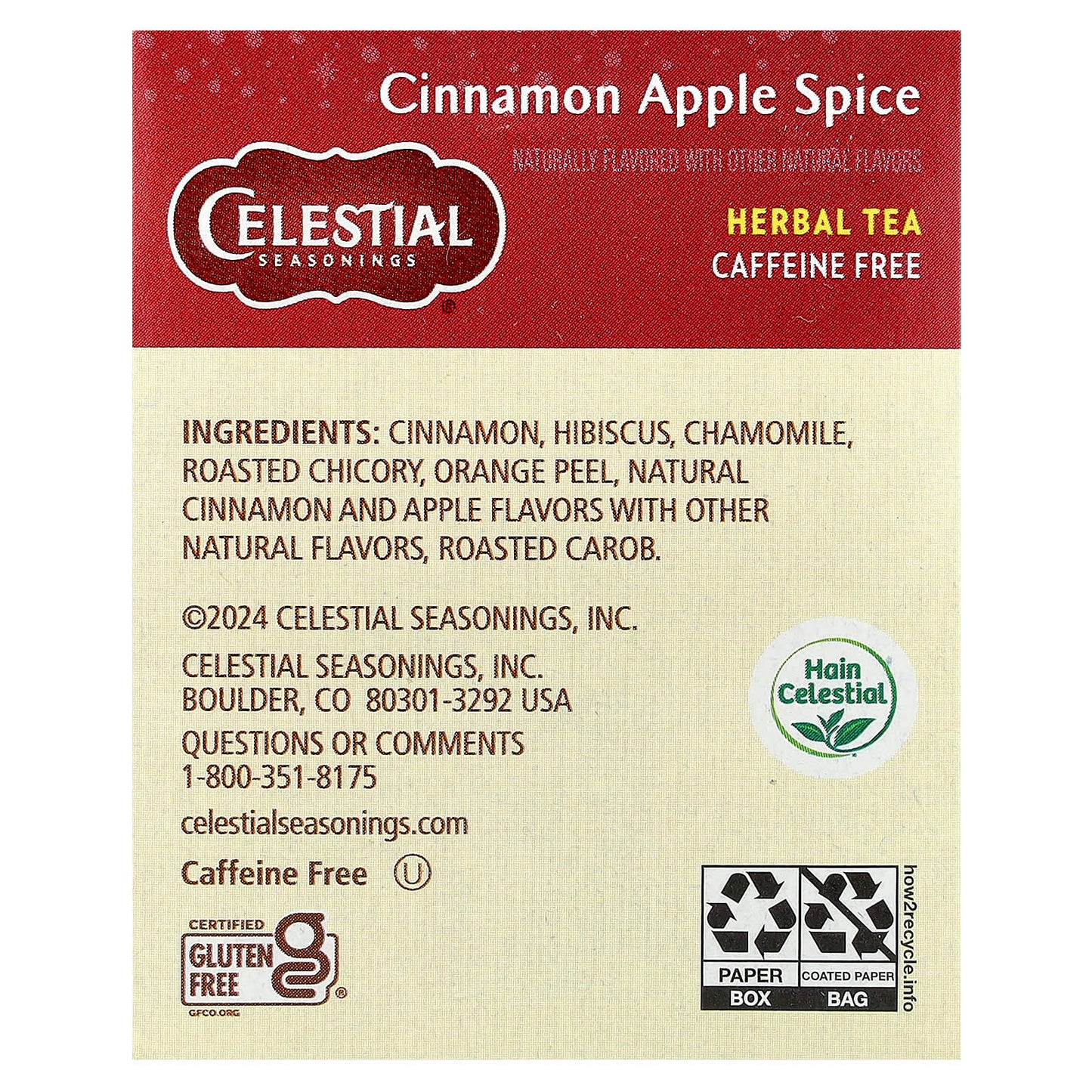 Cinnamon Apple Spice Herbal Tea | Caffeine Free, 20 Tea Bags - Image 2
