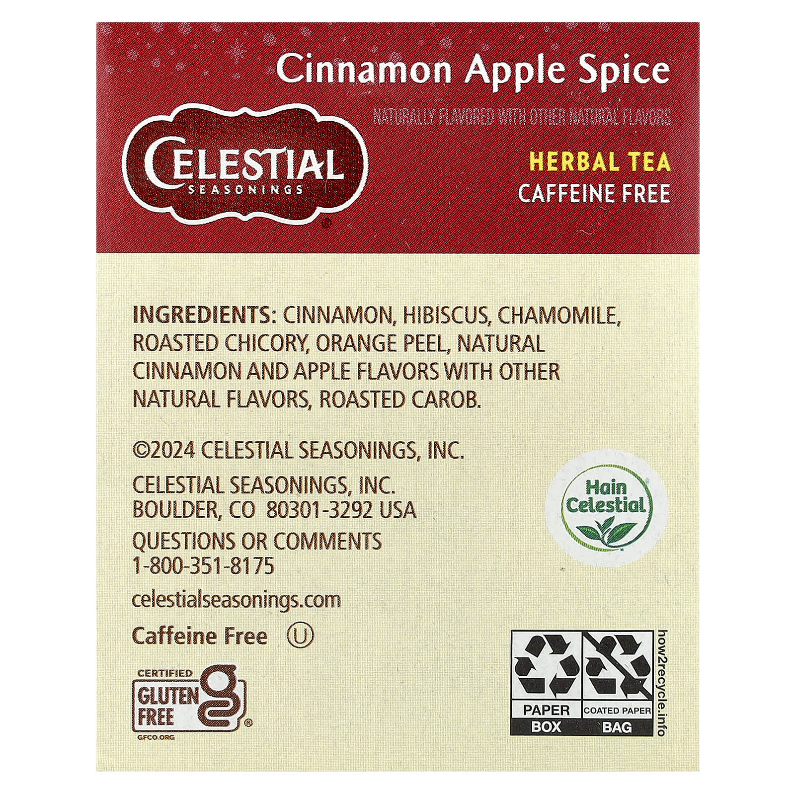 Cinnamon Apple Spice Herbal Tea | Caffeine Free, 20 Tea Bags - Image 2