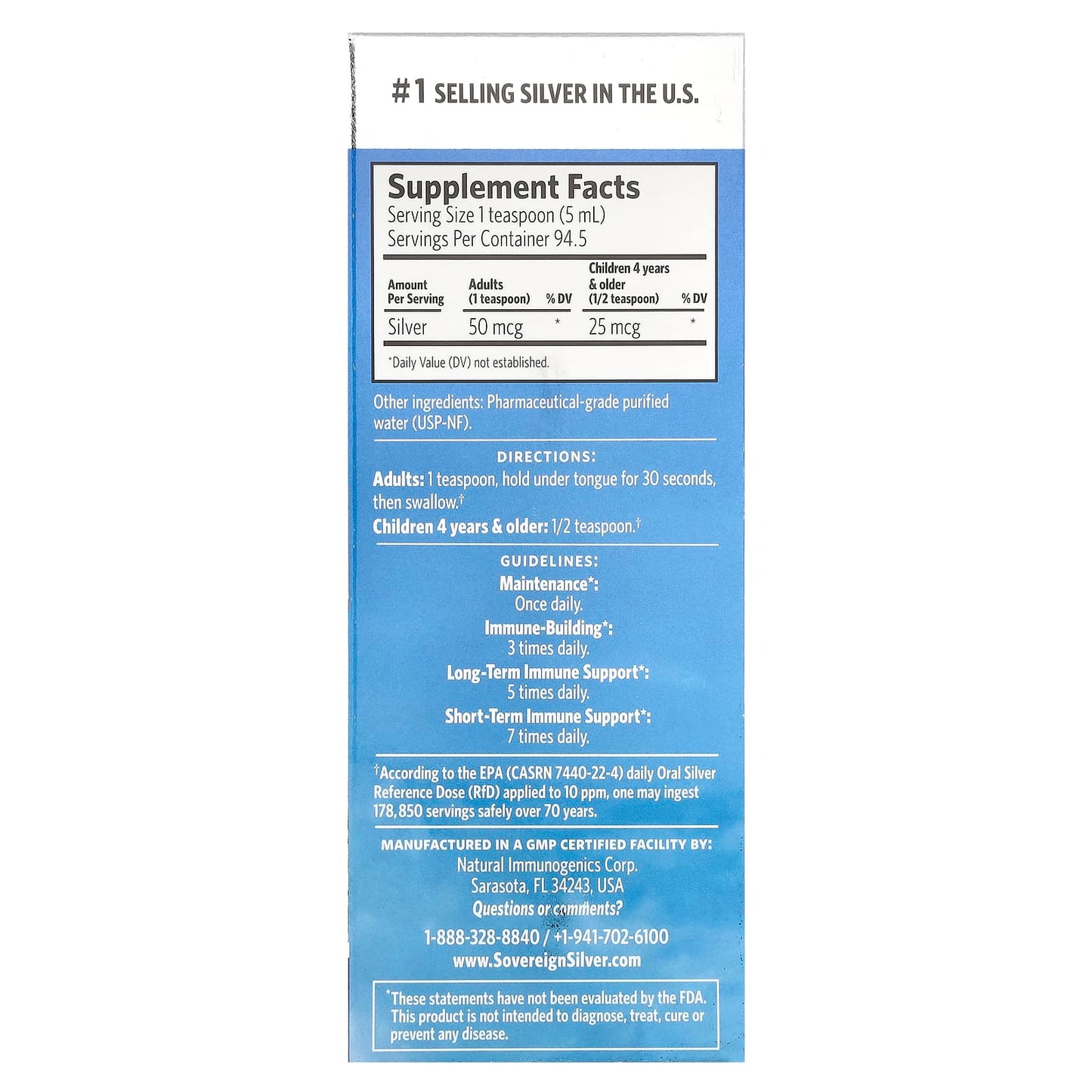 Sovereign Silver, Bio-Active Silver Hydrosol™, 10 PPM, 16 fl oz (473 ml) - Image 2