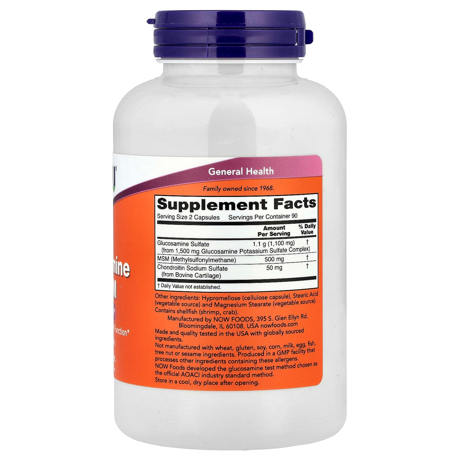 NOW Foods, Glucosamine & MSM, 180 Capsules - Image 2