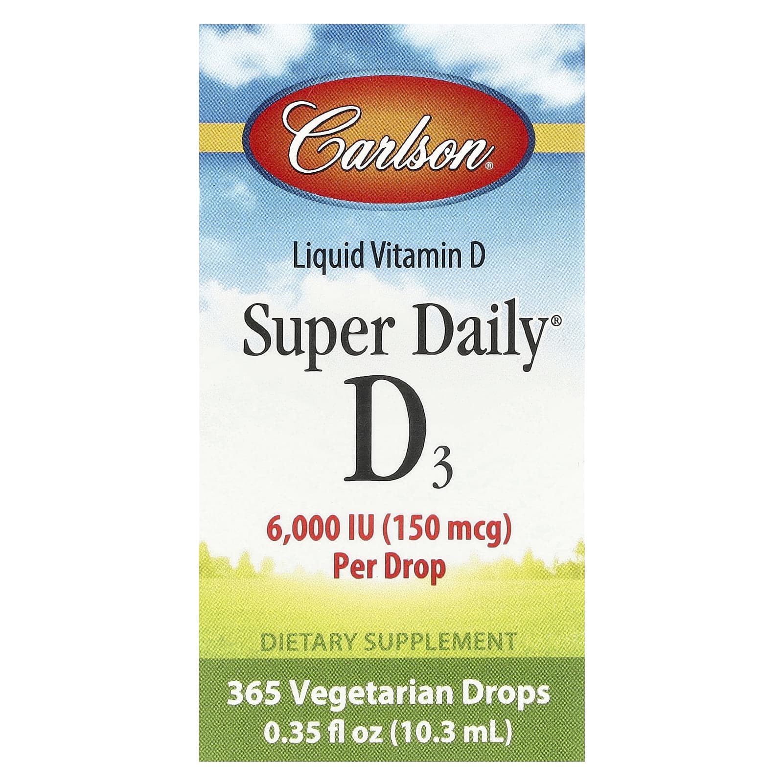 Carlson Super Daily D3 Liquid Vitamin D3 6000 IU 150mcg 10ml - Image 1