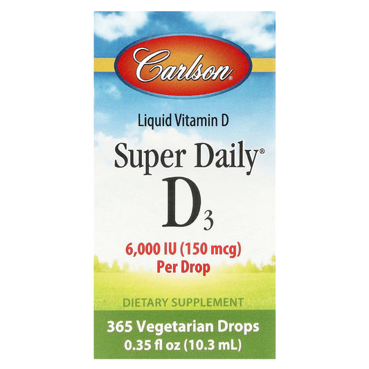 Carlson Super Daily D3 Liquid Vitamin D3 6000 IU 150mcg 10ml - Image 1
