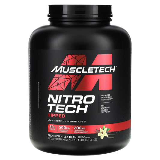 MuscleTech, Nitro-Tech® Ripped, Lean Protein + Weight Loss, French Vanilla Bean, 4 lbs (1.81 kg) - Image 1
