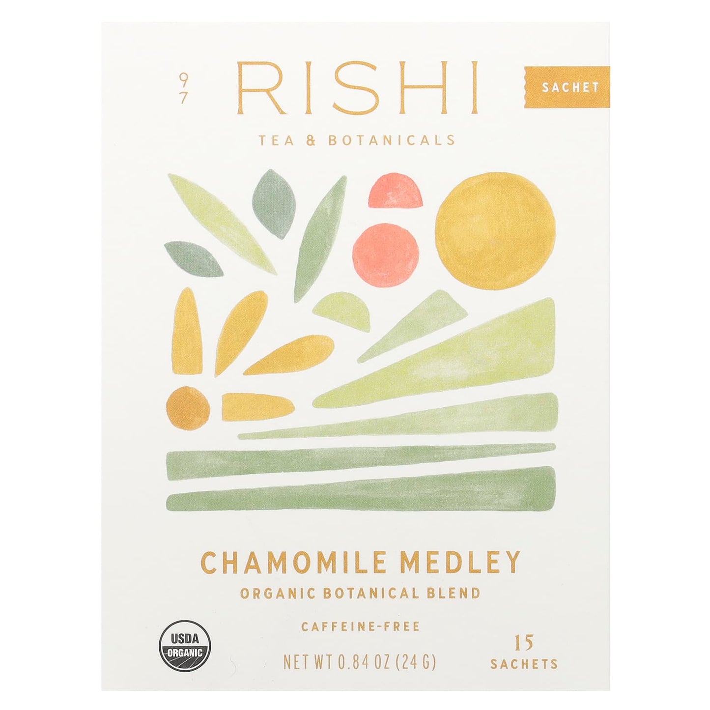 Rishi Tea, Organic Botanical Blend, Chamomile Medley, Caffeine-Free, 15 Sachets, 0.84 oz (24 g) - Image 1