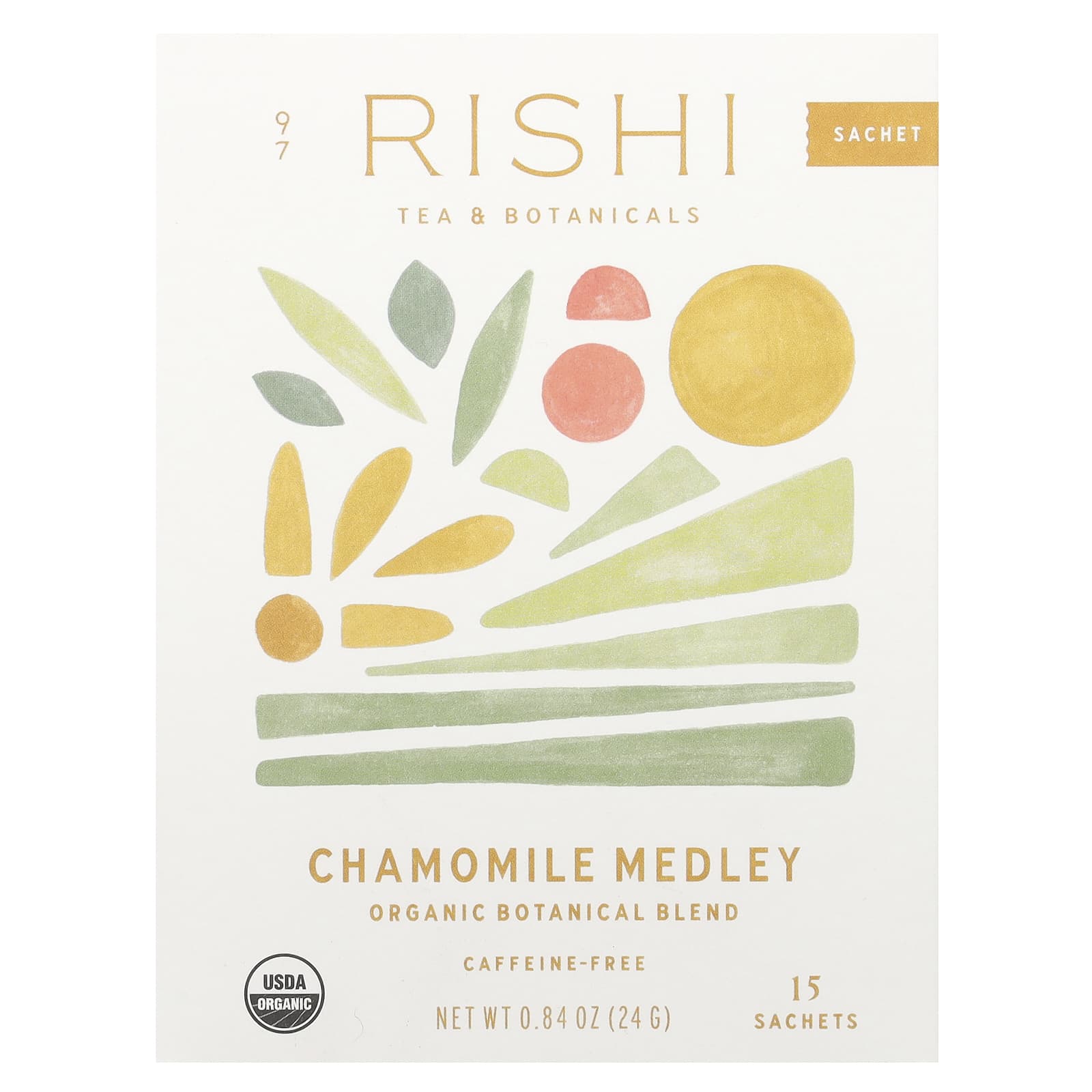 Rishi Tea, Organic Botanical Blend, Chamomile Medley, Caffeine-Free, 15 Sachets, 0.84 oz (24 g) - Image 1