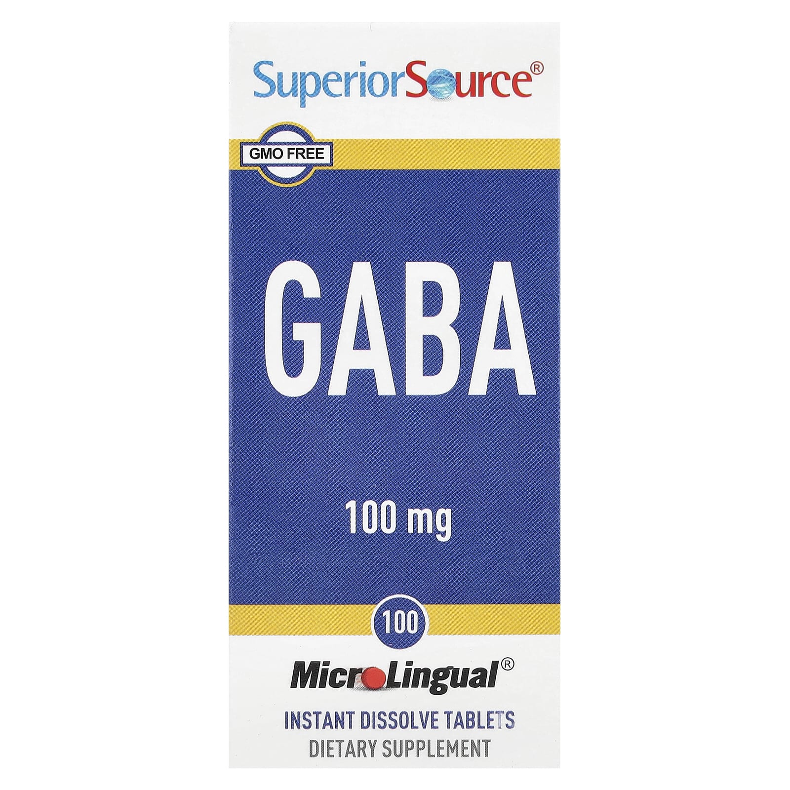 Superior Source, GABA, 100 mg, 100 MicroLingual® Instant Dissolve Tablets - Image 1