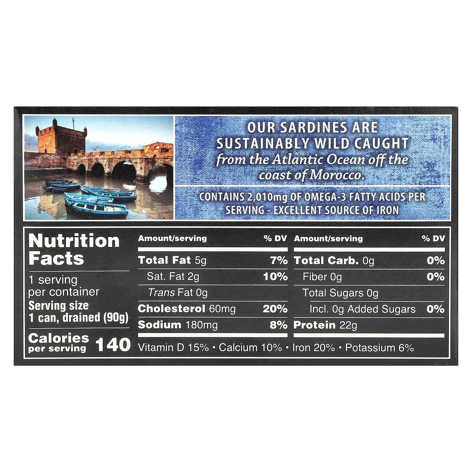 Crown Prince Natural, Skinless & Boneless Sardines, In Water, 4.37 oz (125 g)
