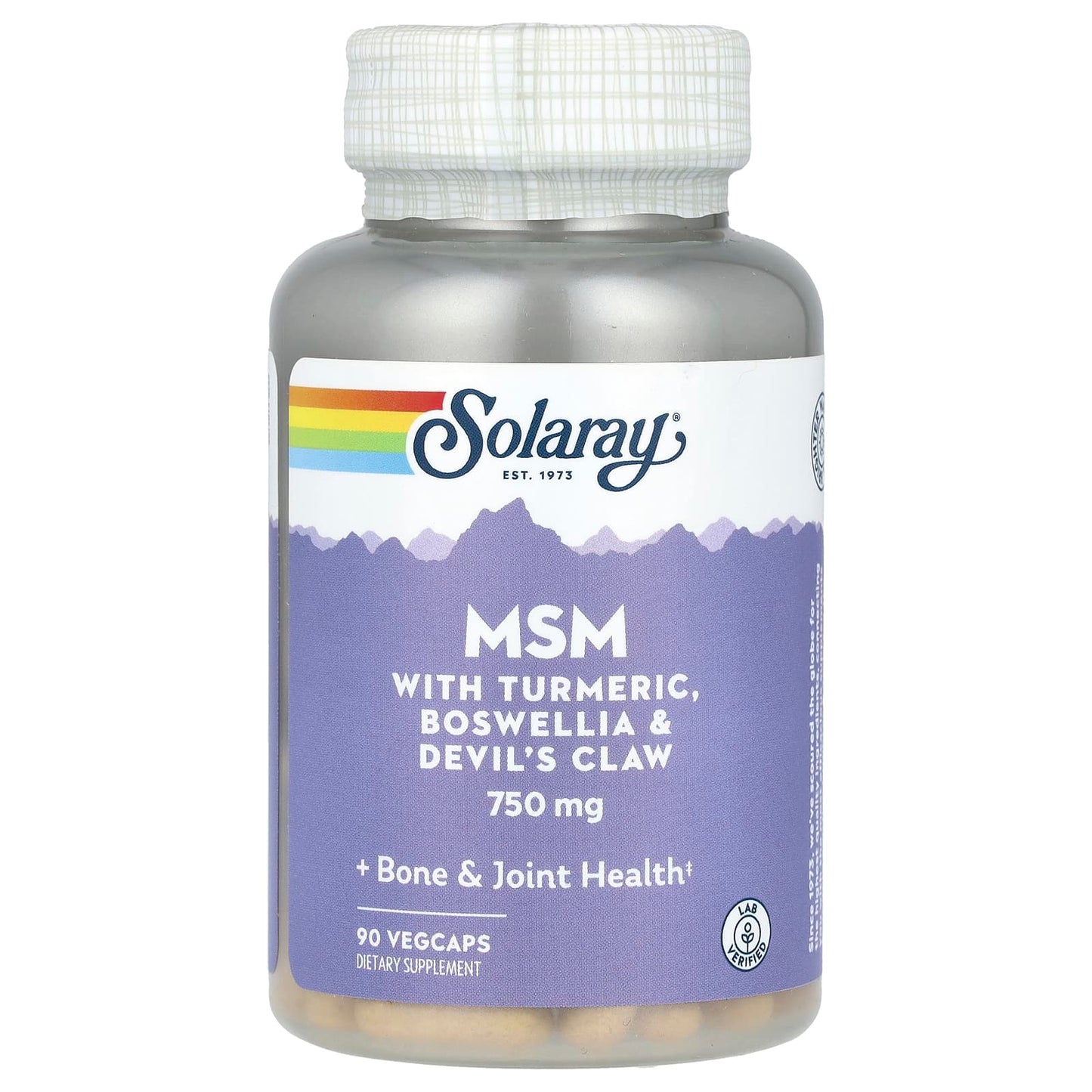 Solaray, MSM with Turmeric, Boswellia & Devil's Claw, 750 mg, 90 VegCaps - Image 1