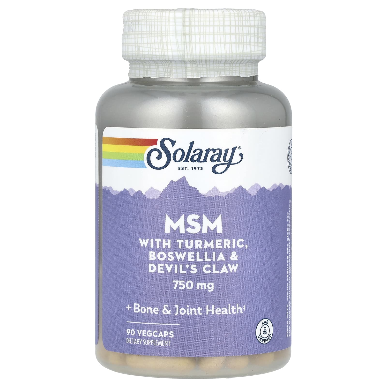 Solaray, MSM with Turmeric, Boswellia & Devil's Claw, 750 mg, 90 VegCaps - Image 1