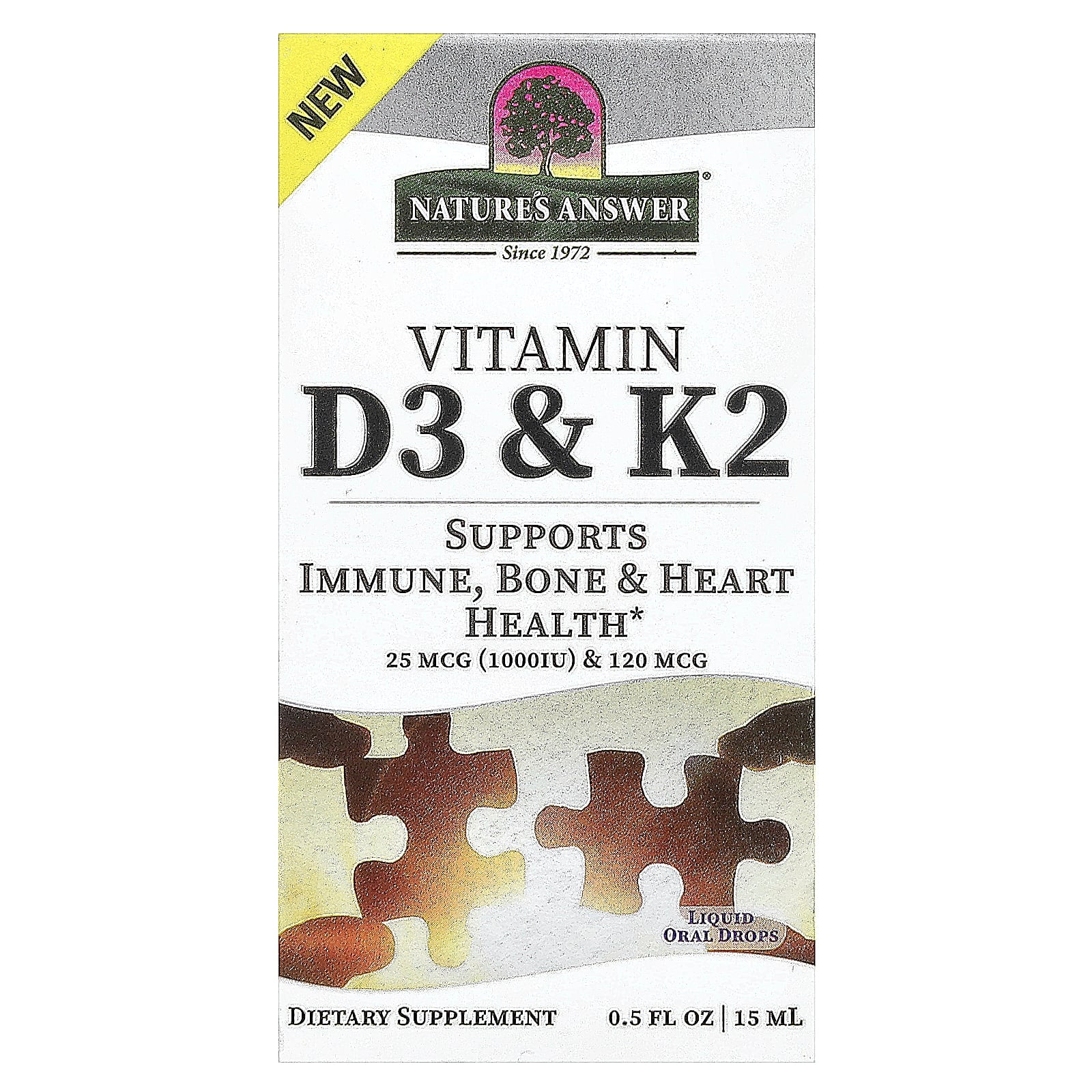 Nature's Answer, Vitamin D3 & K2, 0.5 fl oz (15 ml) - Image 1
