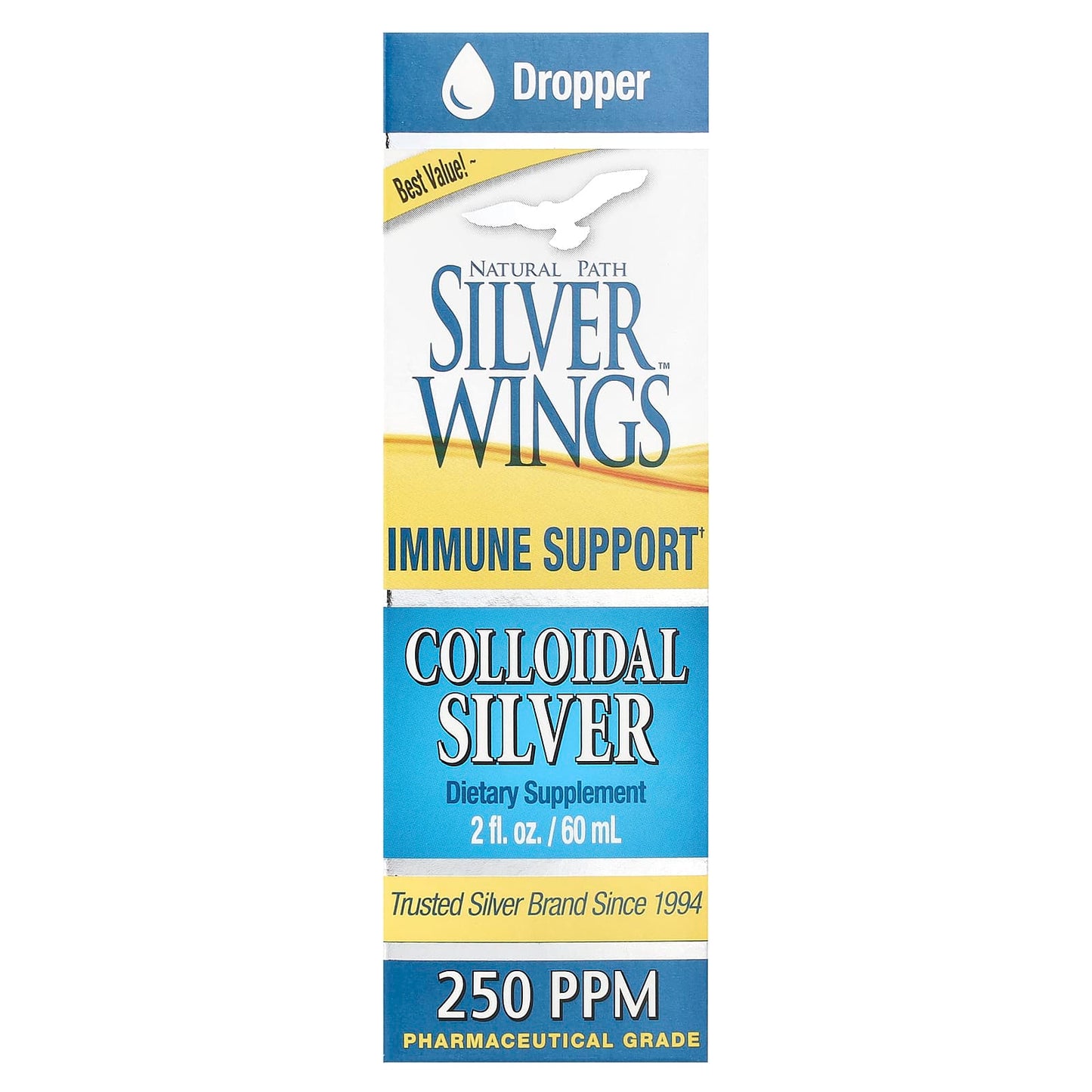 Natural Path Silver Wings, Colloidal Silver, 250 ppm, 2 fl oz (60 ml) - Image 1