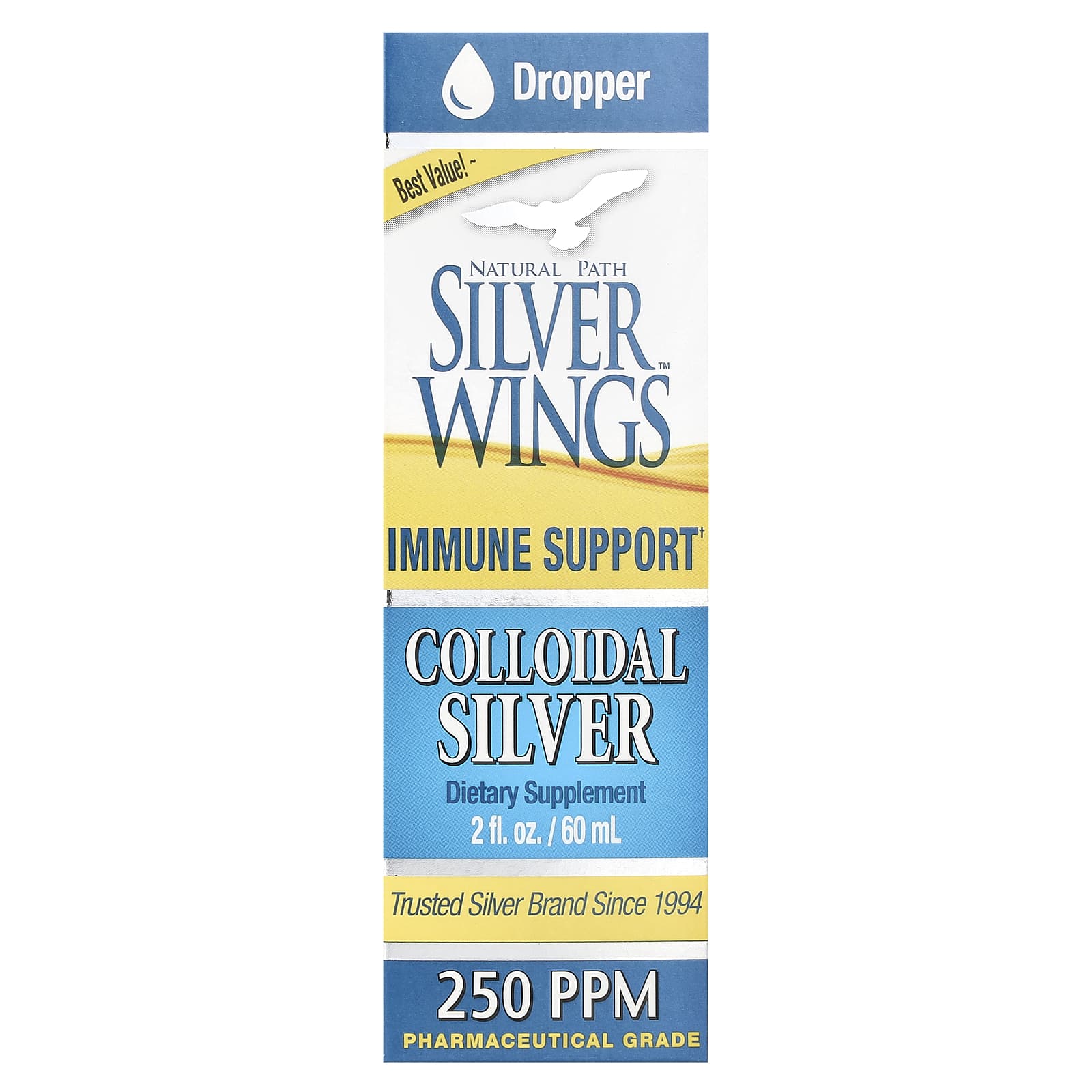 Natural Path Silver Wings, Colloidal Silver, 250 ppm, 2 fl oz (60 ml) - Image 1