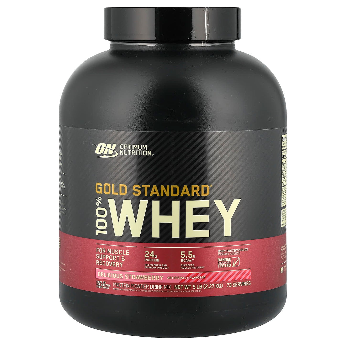 Optimum Nutrition, Gold Standard® 100% Whey, Delicious Strawberry, 5 lb (2.27 kg) - Image 1