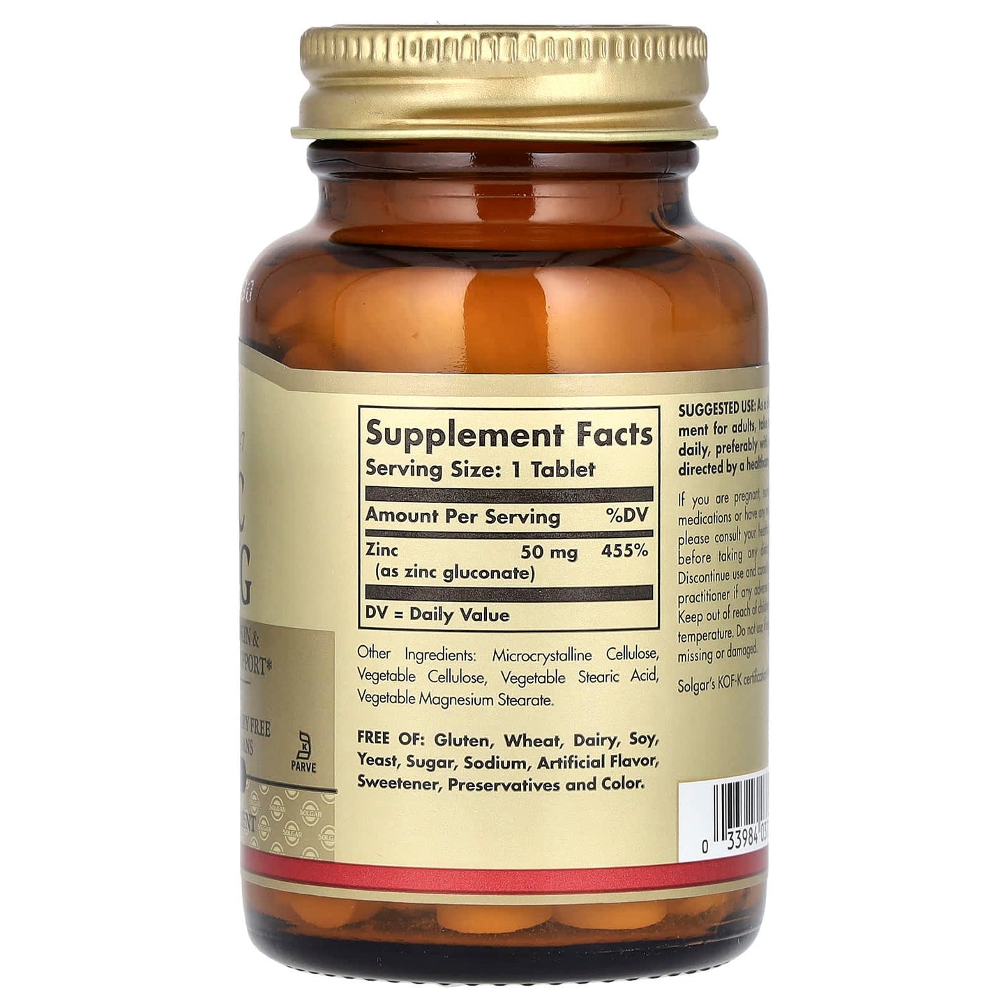 Solgar, Zinc, 50 mg, 100 Tablets - Image 2