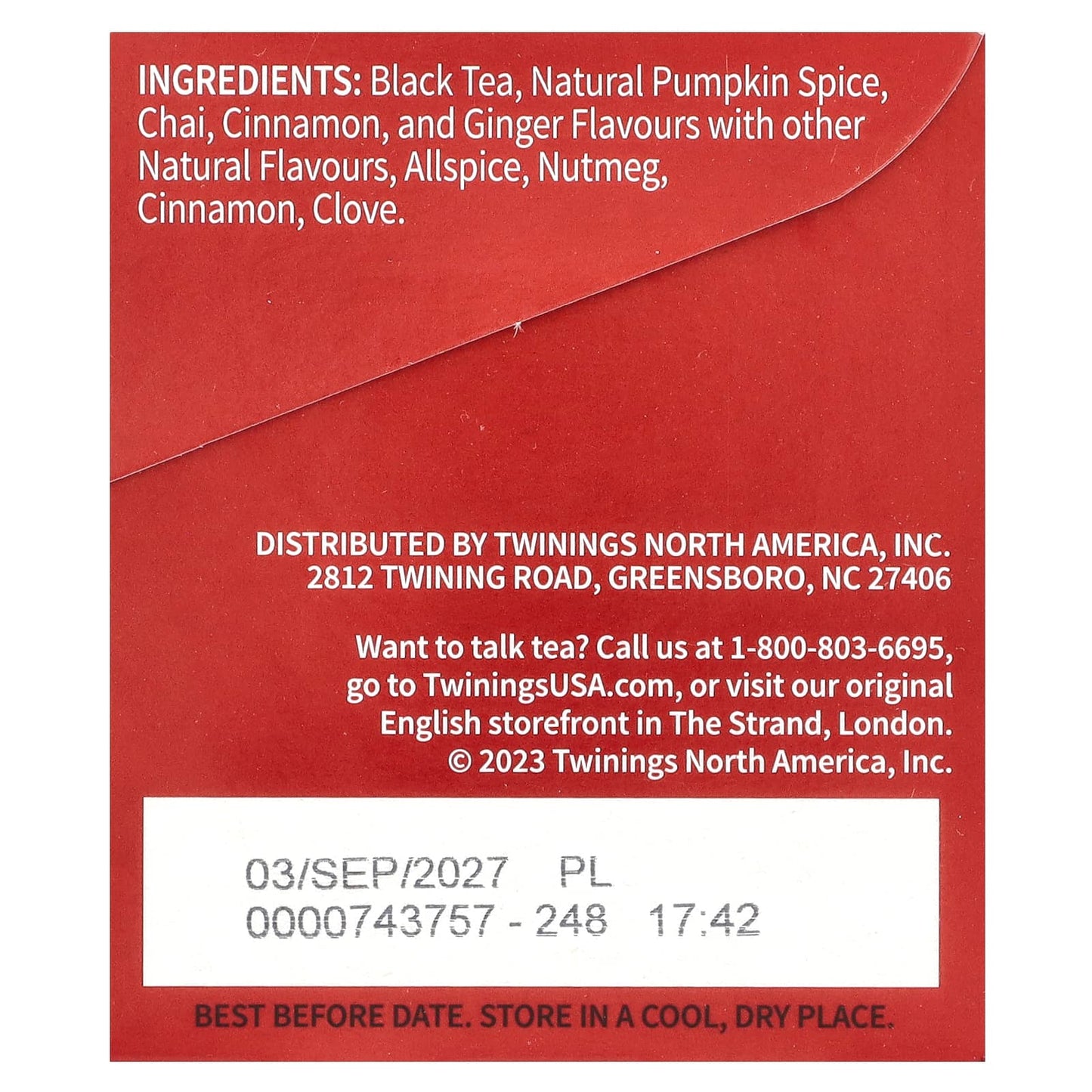 Twinings, Flavored Black Tea, Chai, Pumpkin Spice, 20 Tea Bags, 1.41 oz (40 g) - Image 2