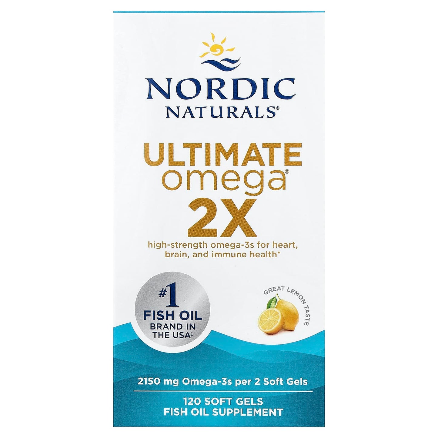 Nordic Naturals, Ultimate Omega® 2X, Lemon, 120 Soft Gels (1,075 mg per Soft Gel) - Image 1