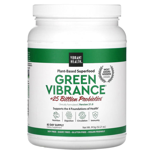 Vibrant Health, Green Vibrance +25 Billion Probiotics, Version 21.0, 32.21 oz (913 g) - Image 1