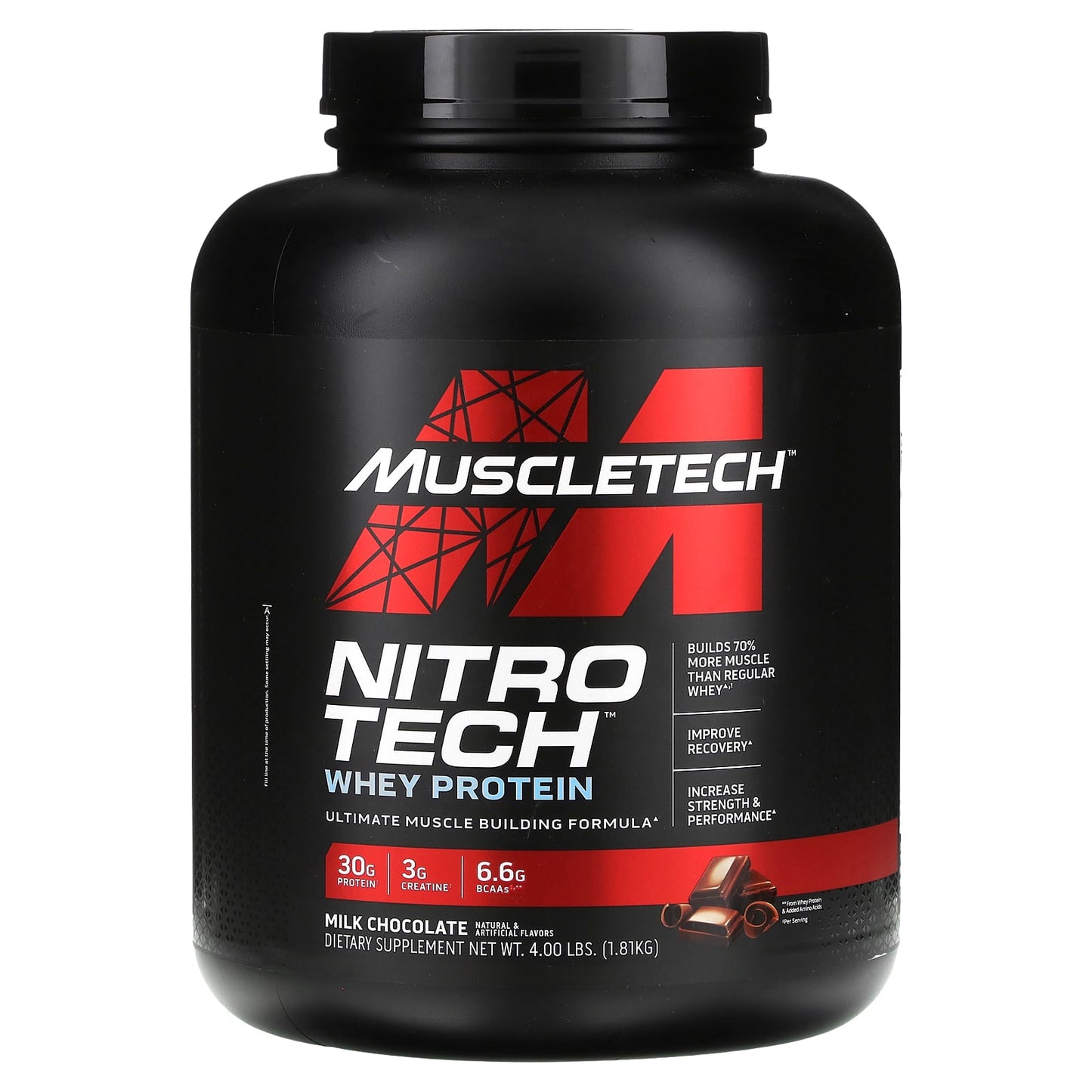 MuscleTech, Nitro-Tech® Whey Protein, Milk Chocolate, 4 lbs (1.81 kg) - Image 1