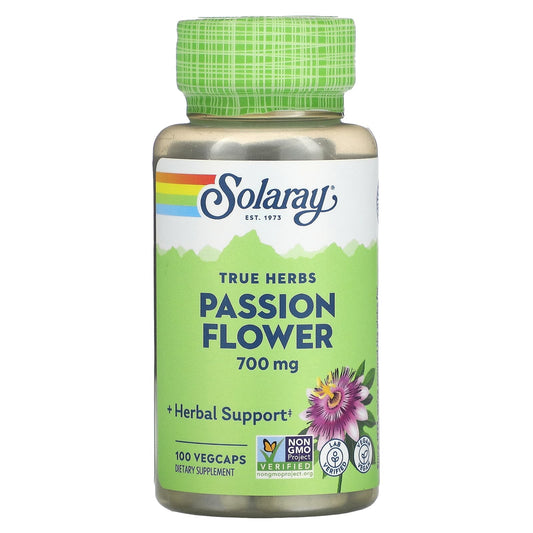Solaray, True Herbs, Passion Flower, 100 VegCaps (350 mg per Capsule) - Image 1