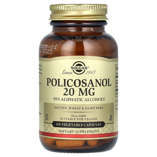 Solgar, Policosanol, 20 mg, 100 Vegetable Capsules - Image 1