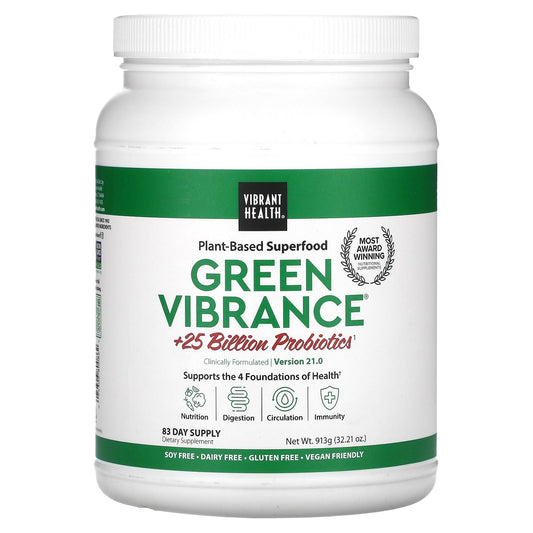Vibrant Health, Green Vibrance +25 Billion Probiotics, Version 21.0, 32.21 oz (913 g) - Image 1