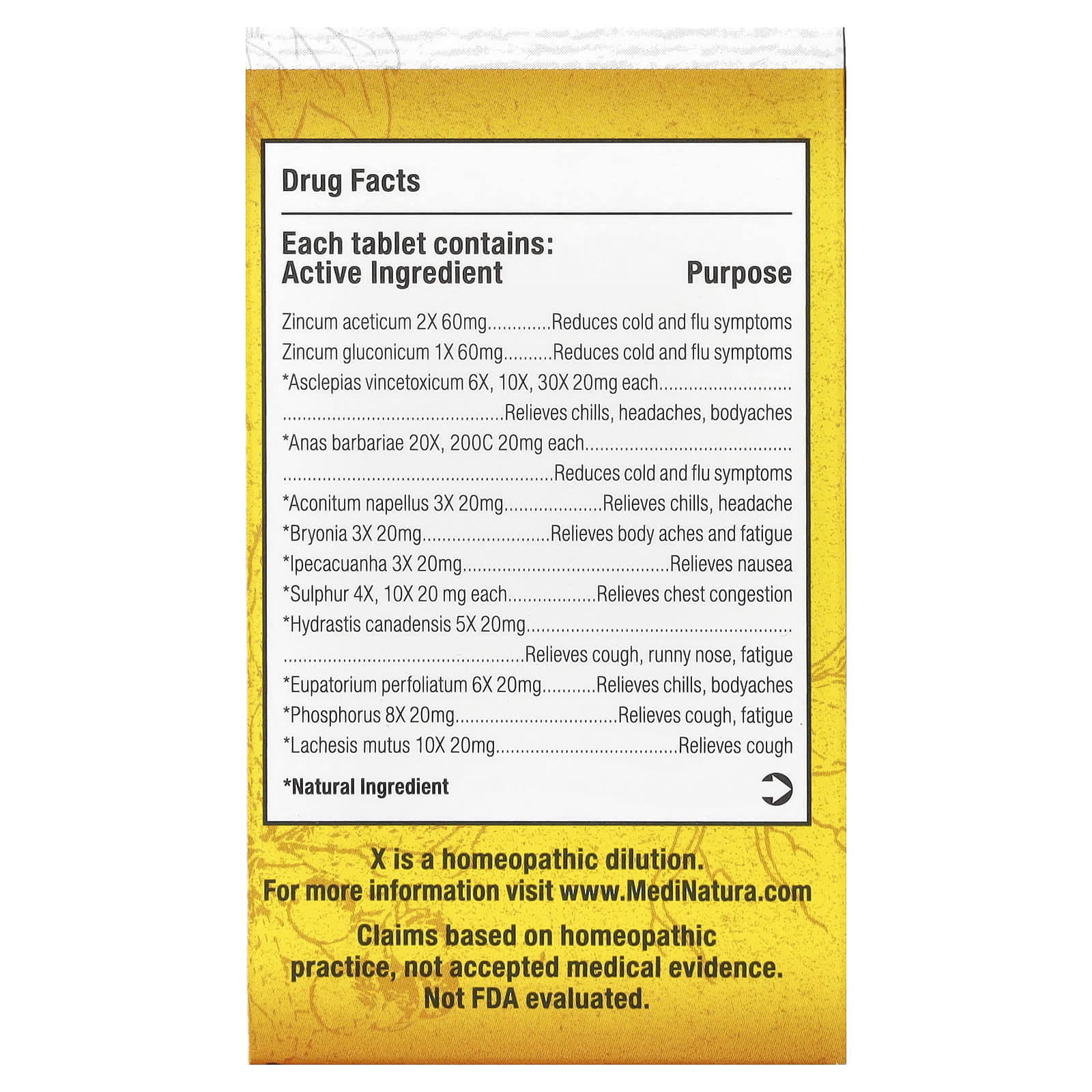 MediNatura, T-Relief™, ReBoost™, Zinc +10, Max Cold & Flu Relief, 60 Tablets - Image 2