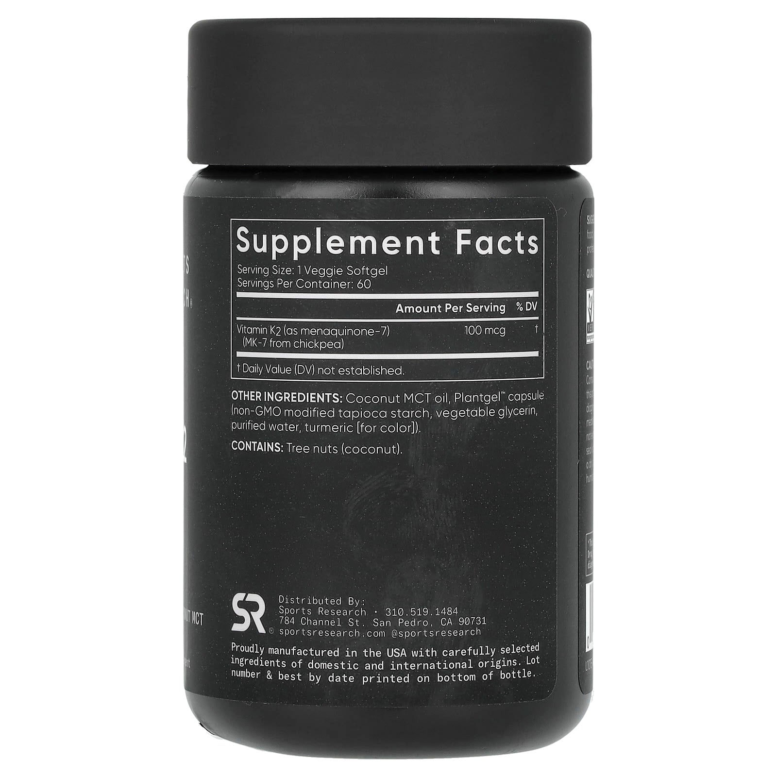 Sports Research, Vitamin K2, Plant-Based, 100 mcg, 60 Veggie Softgels - Image 2