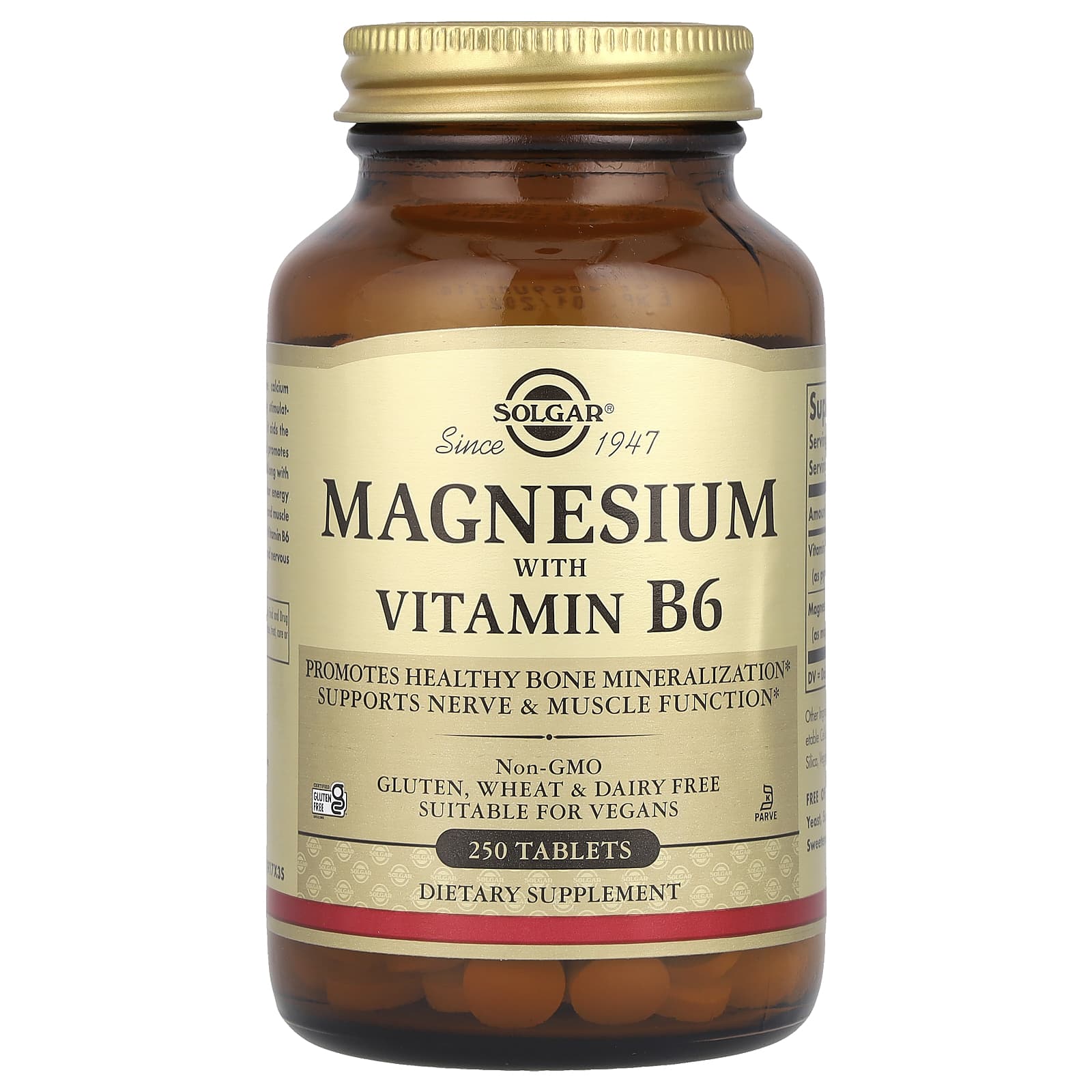Solgar, Magnesium with Vitamin B6, 250 Tablets - Image 1