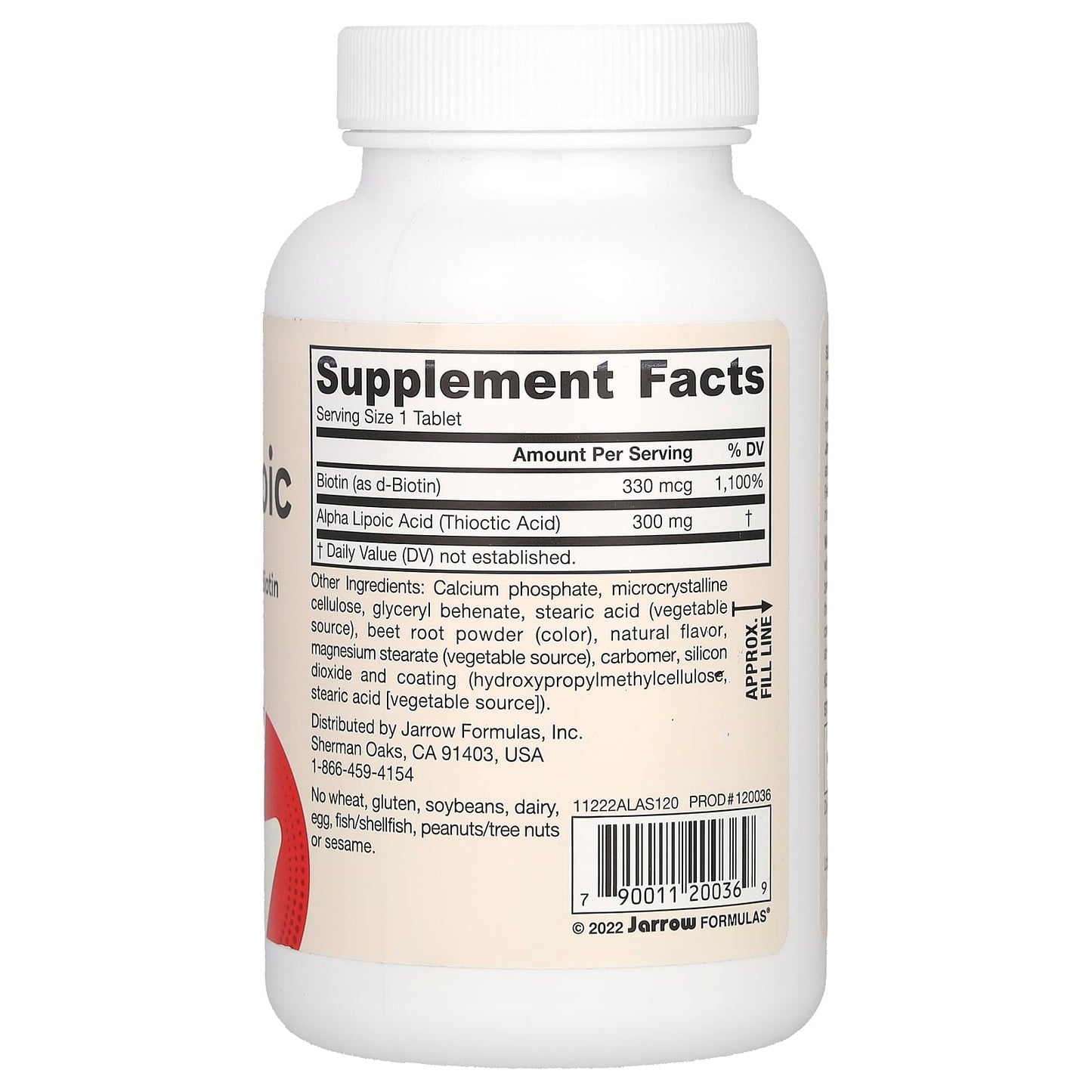 Support Cellular Energy with Jarrow Formulas Alpha Lipoic Sustain + Biotin 120 Tablets - Image 2