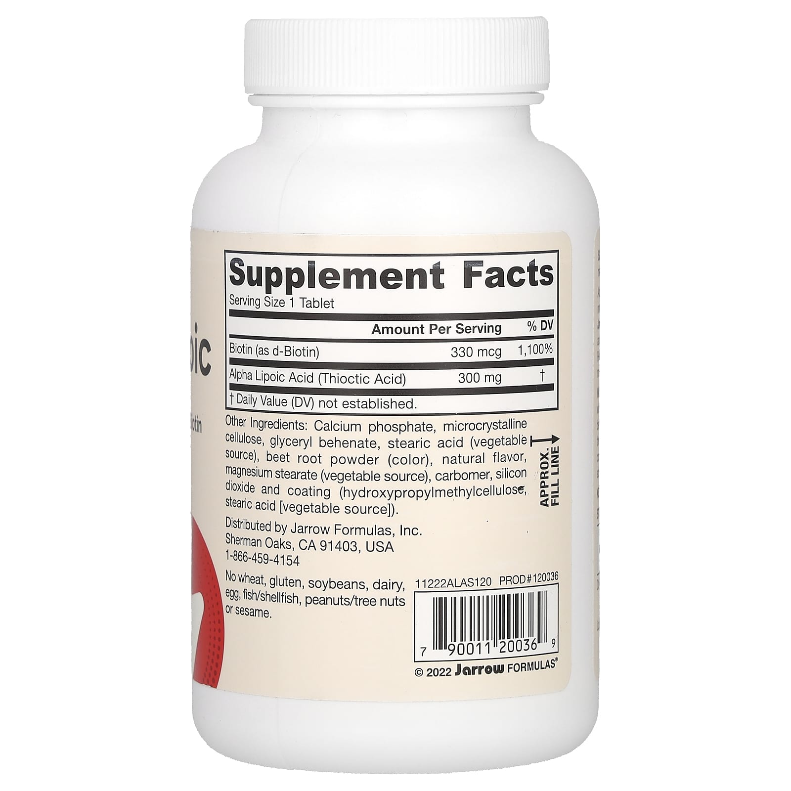 Support Cellular Energy with Jarrow Formulas Alpha Lipoic Sustain + Biotin 120 Tablets - Image 2