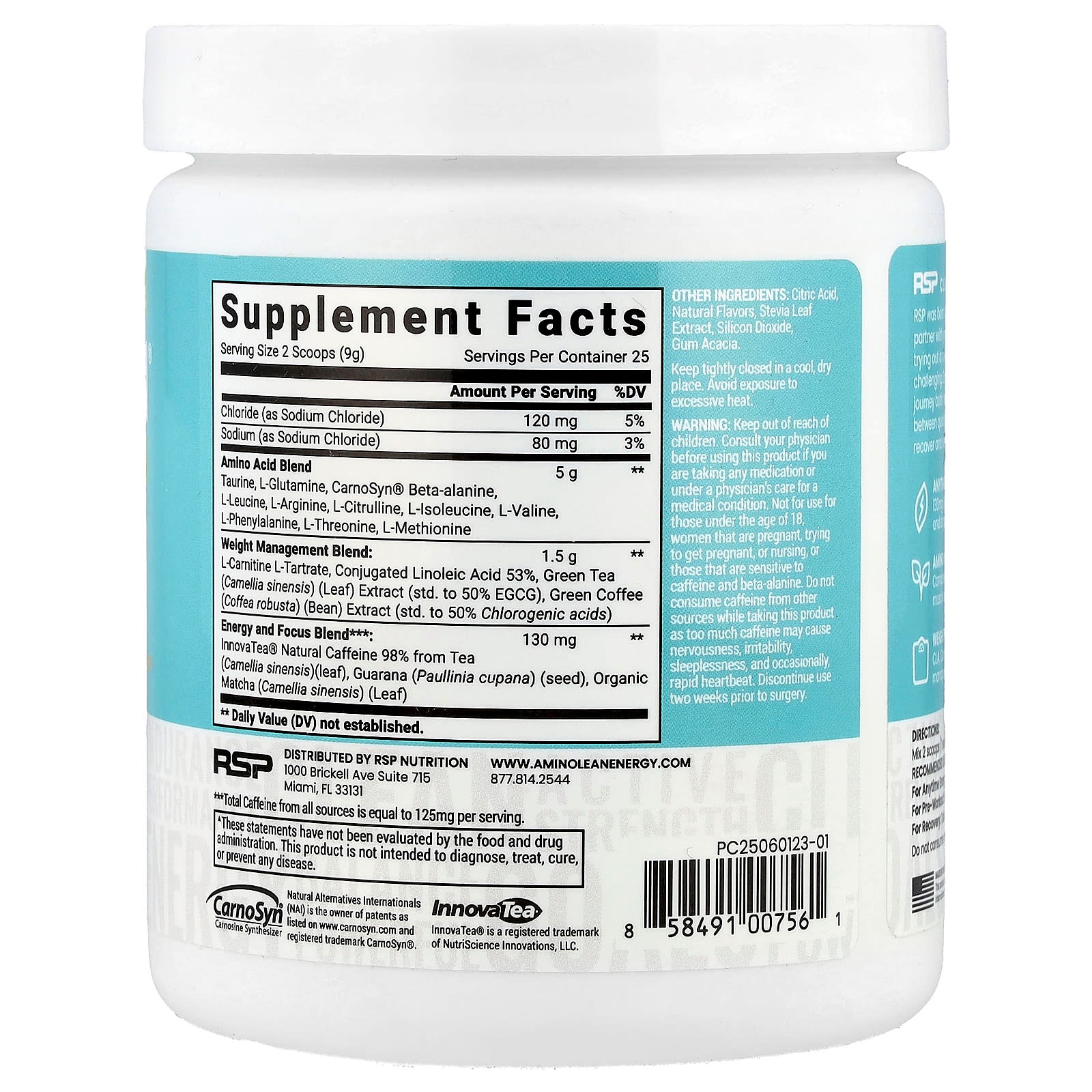 RSP Nutrition, AminoLean®, Energy,  Pineapple Coconut, 7.94 oz (225 g) - Image 2